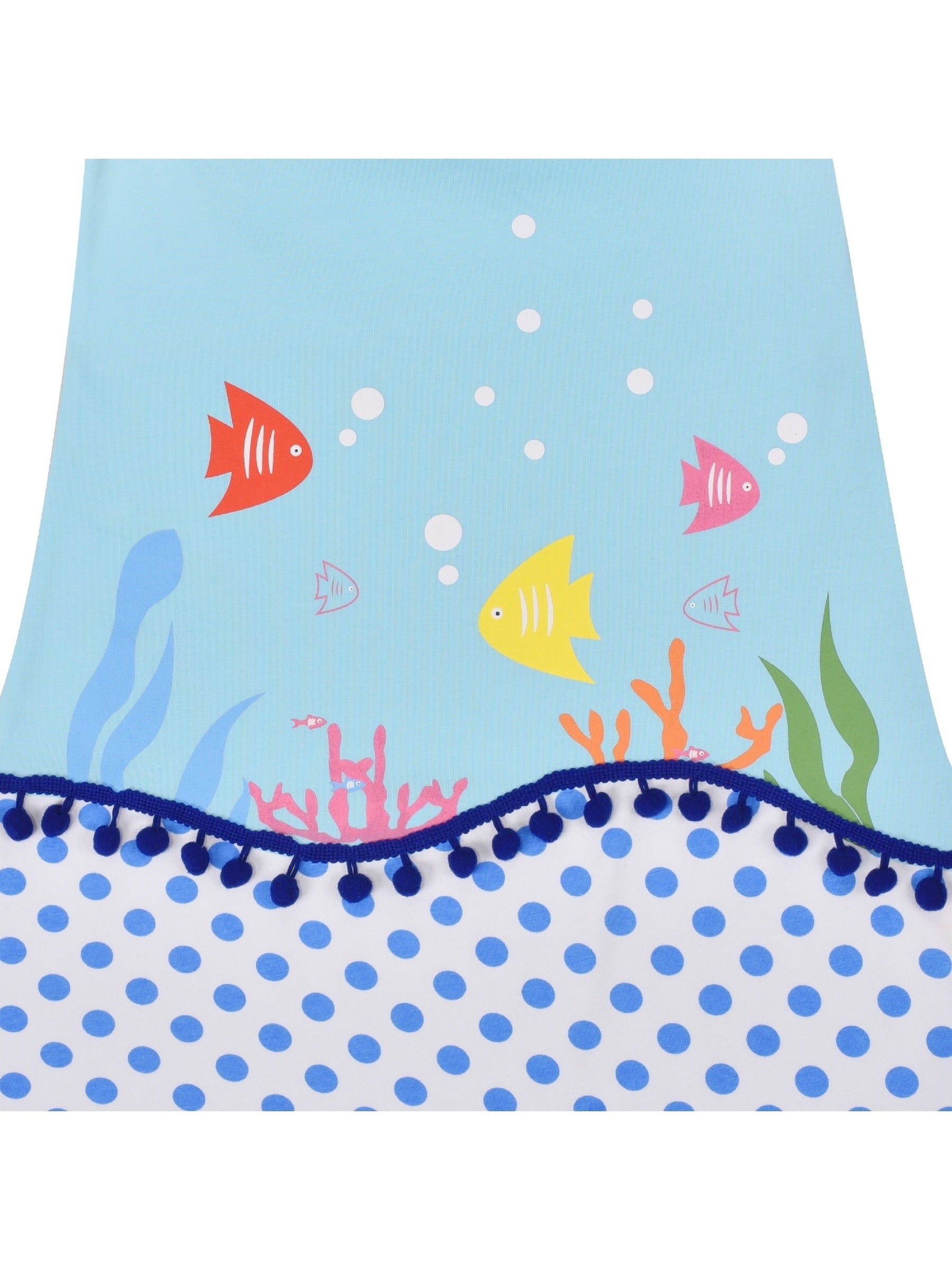 Girls Dress Tee Cotton Sunflower Petal Short Sleeve Blue