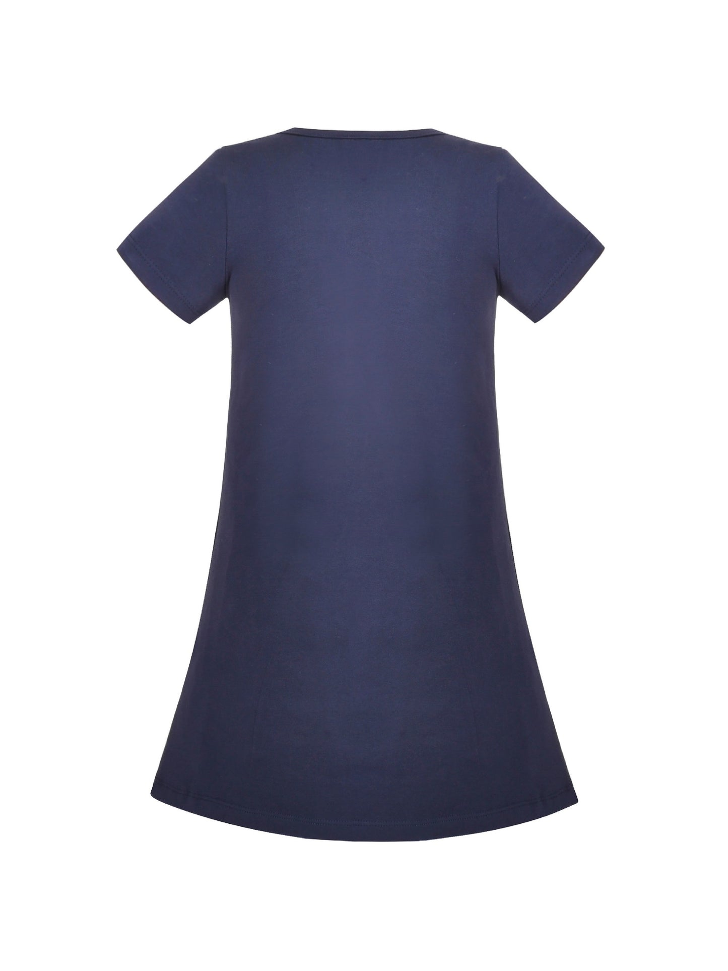 Girls Dress Tee Cotton Sunflower Petal Short Sleeve Blue