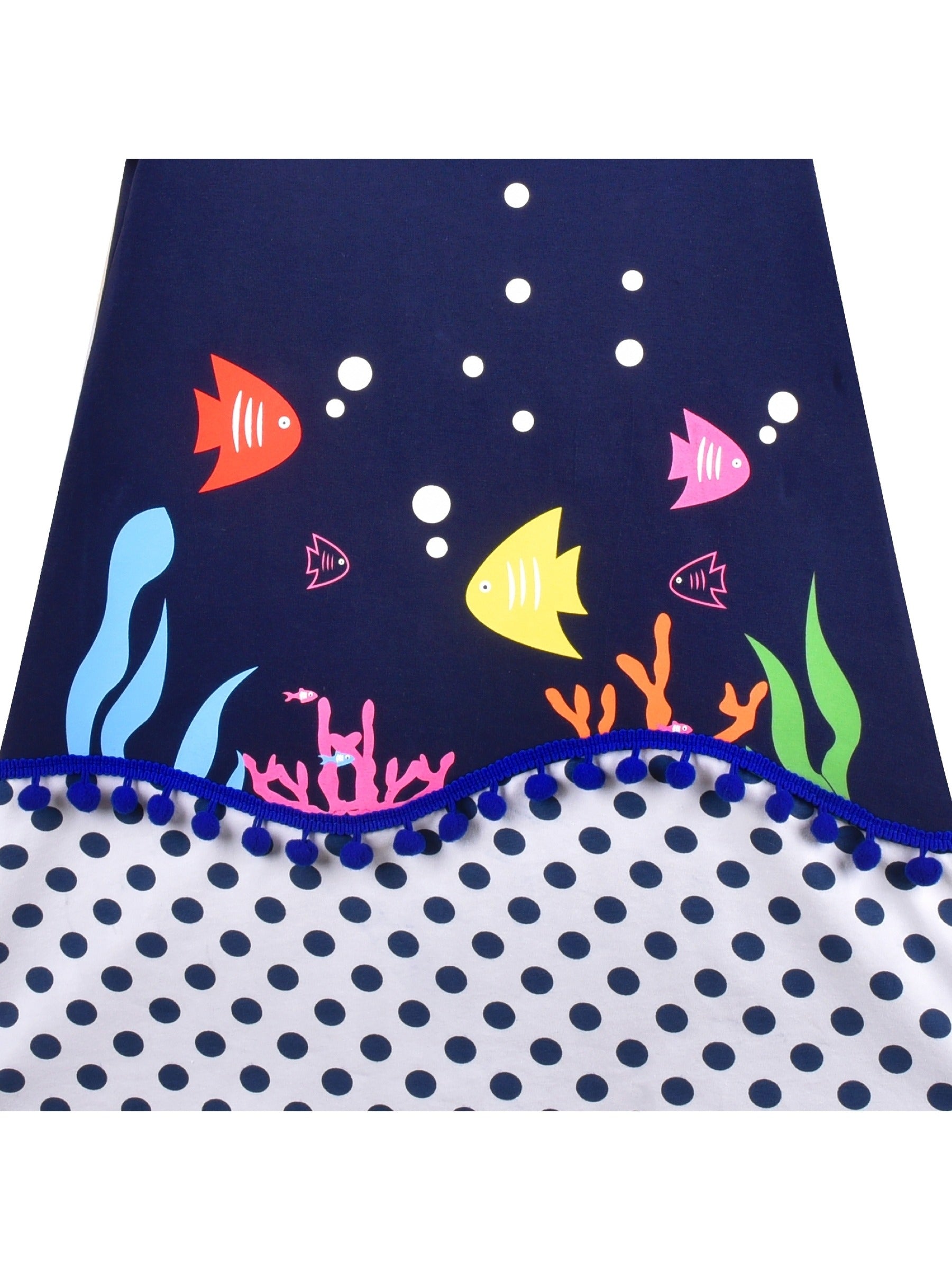 Girls Dress Tee Cotton Sunflower Petal Short Sleeve Blue