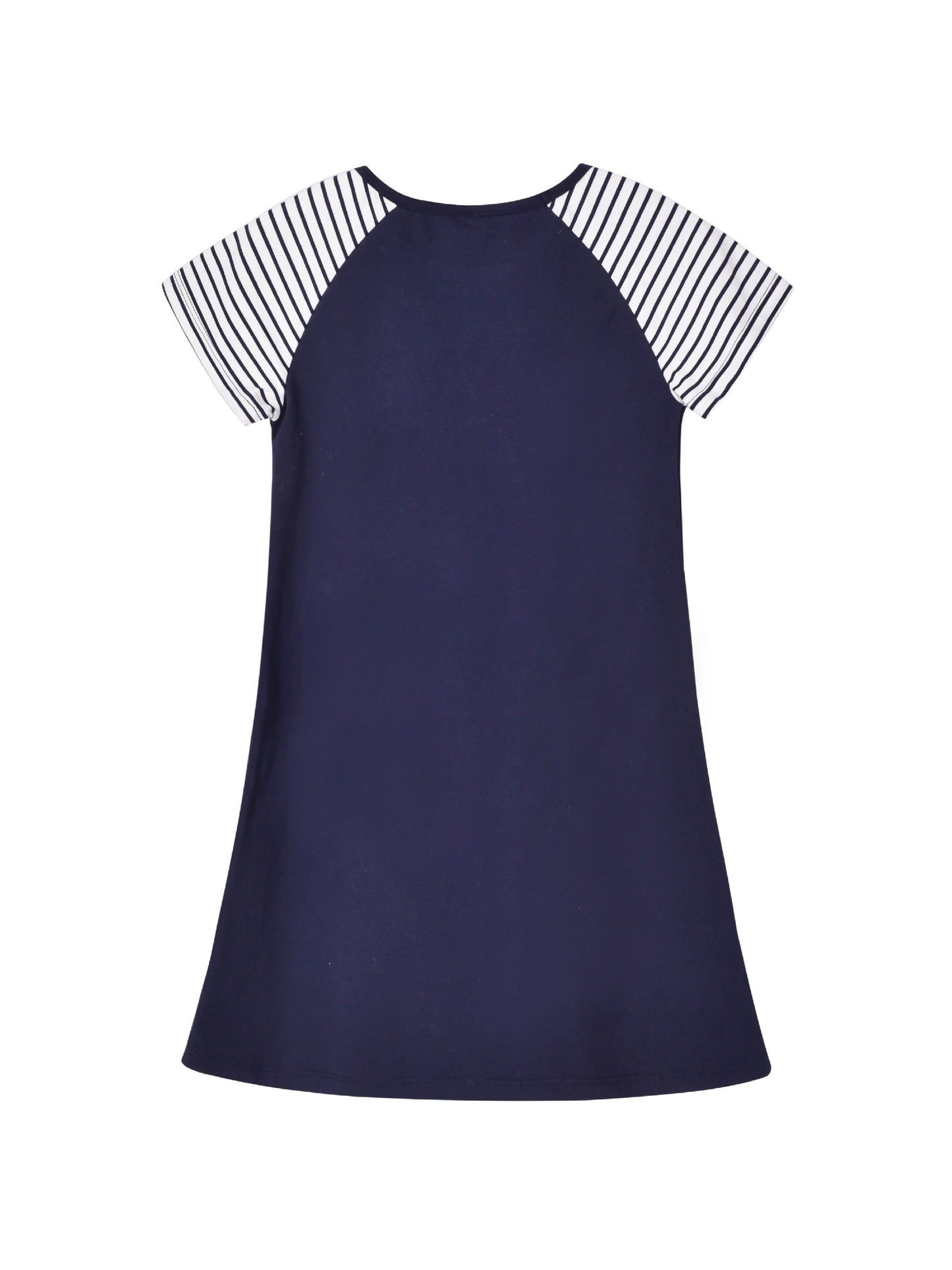Girls Dress Tee Cotton Sunflower Petal Short Sleeve Blue