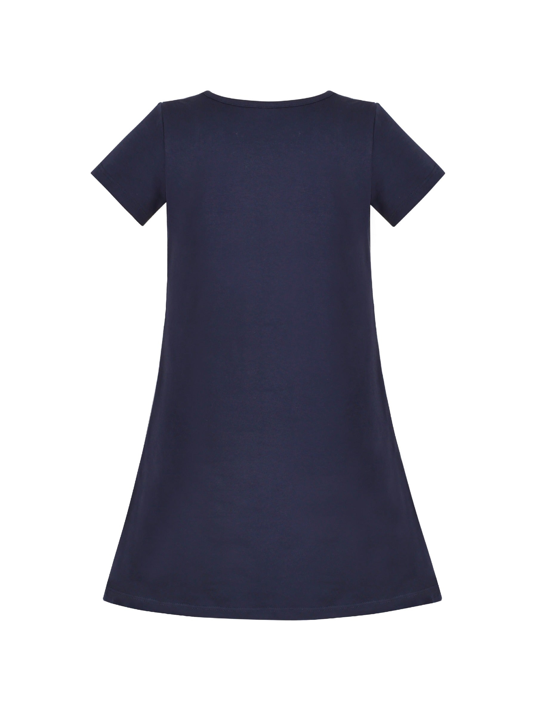 Girls Dress Tee Cotton Sunflower Petal Short Sleeve Blue