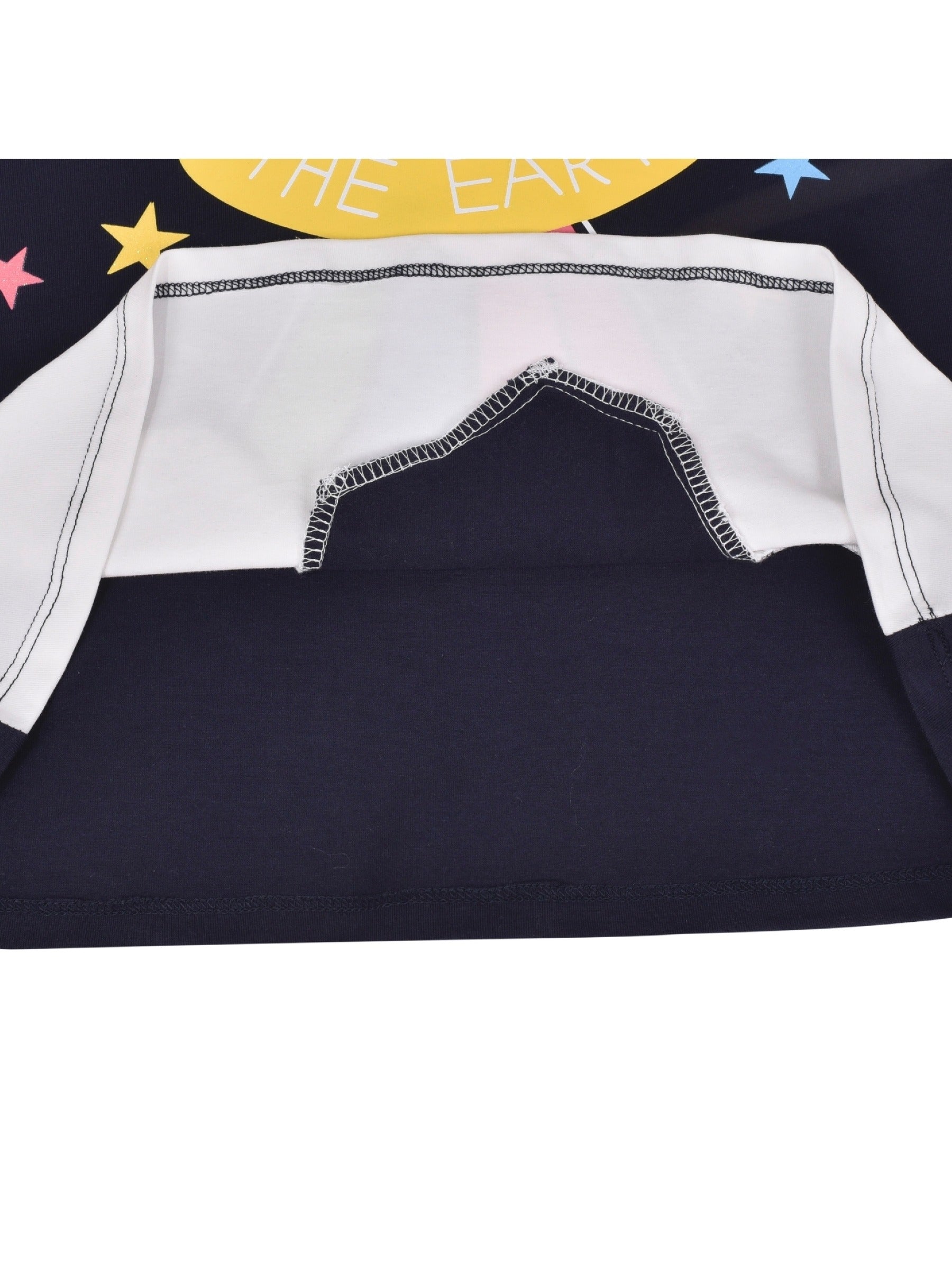 Girls Dress Tee Cotton Sunflower Petal Short Sleeve Blue