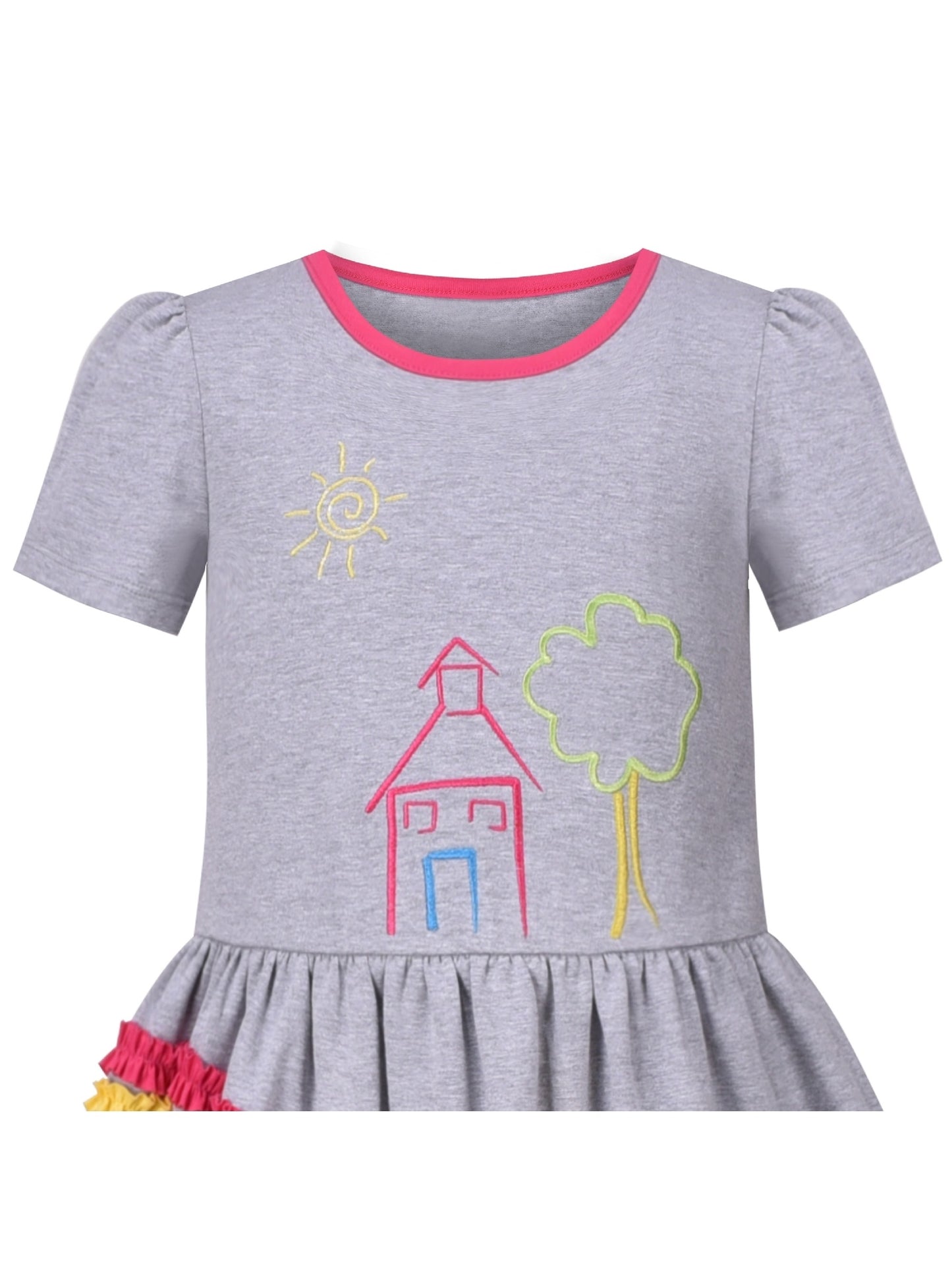 Girls Dress Blue Dot Rabbit Bunny Knitted Cotton Sundress Gray
