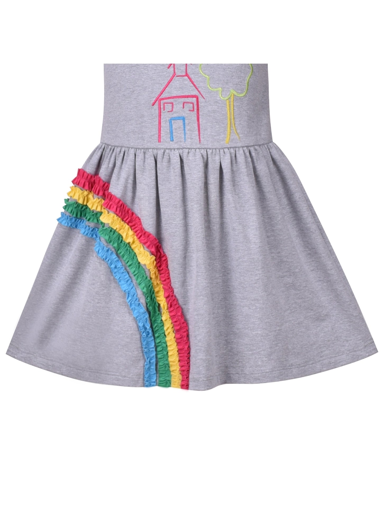 Girls Dress Blue Dot Rabbit Bunny Knitted Cotton Sundress Gray