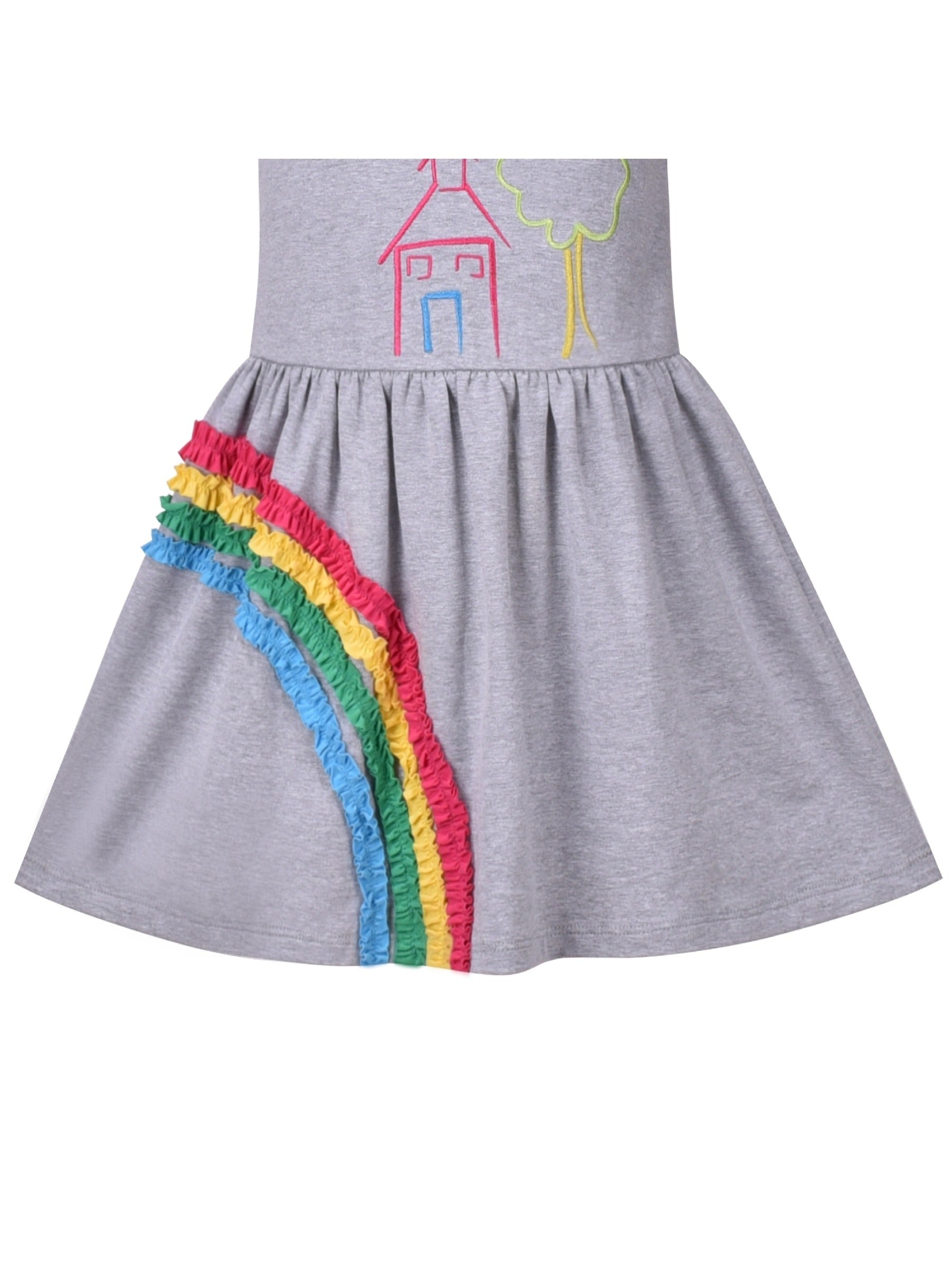 Girls Dress Blue Dot Rabbit Bunny Knitted Cotton Sundress Gray