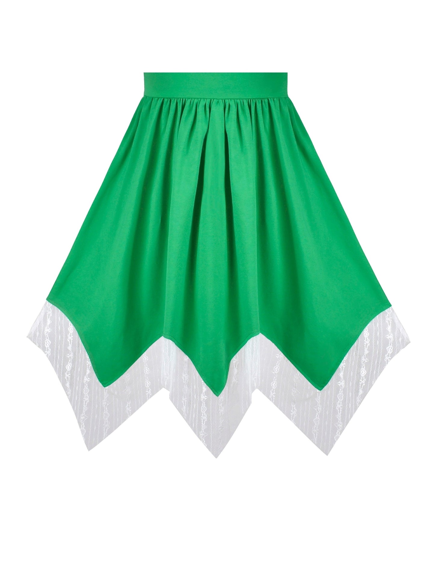 Girls Dress Sunflower Butterfly Hanky Hem Party Beach Necklace Sundress Green