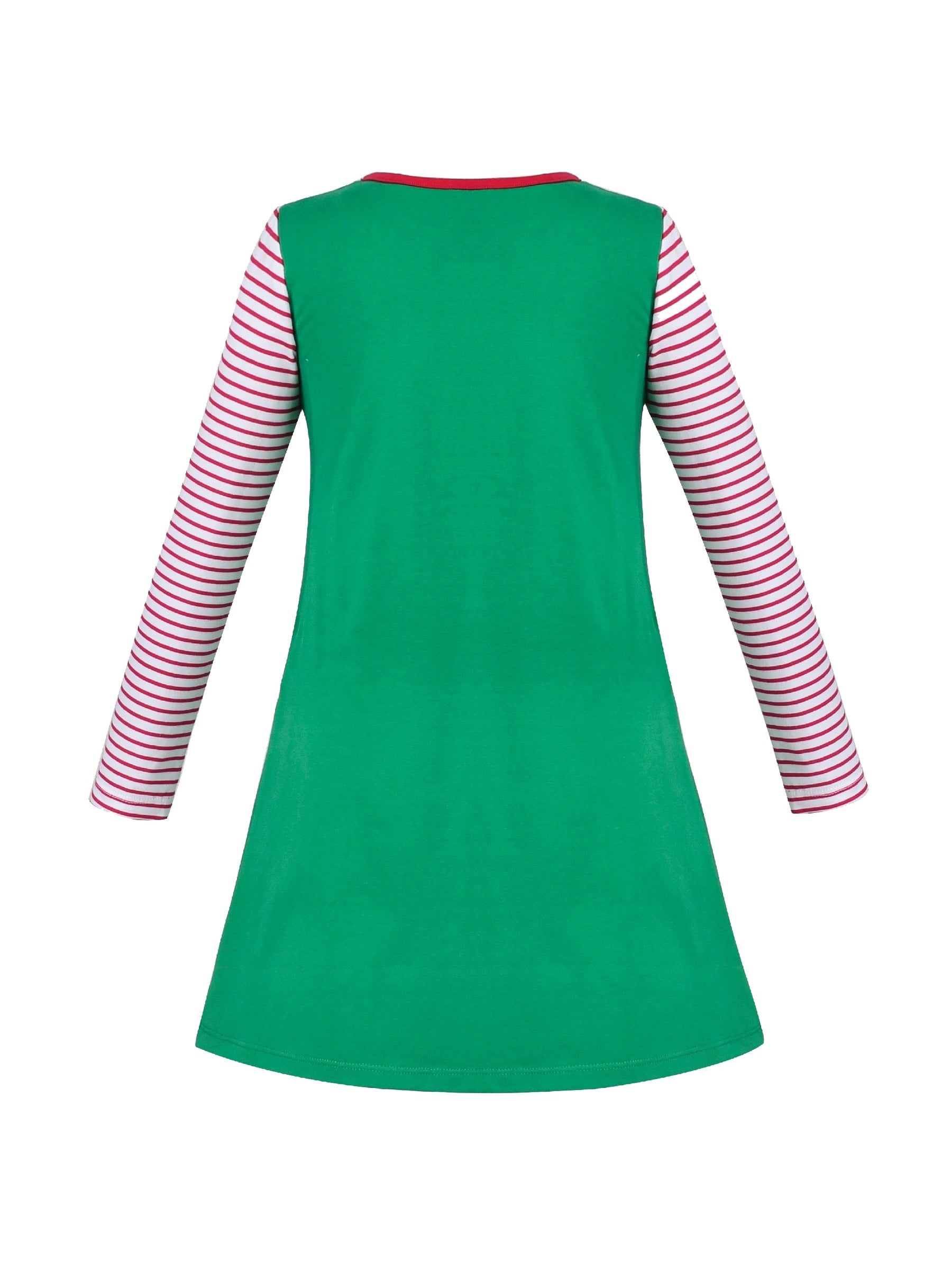 Girls Dress Red Christmas Stockings Xmas Candy Canes New Year Green