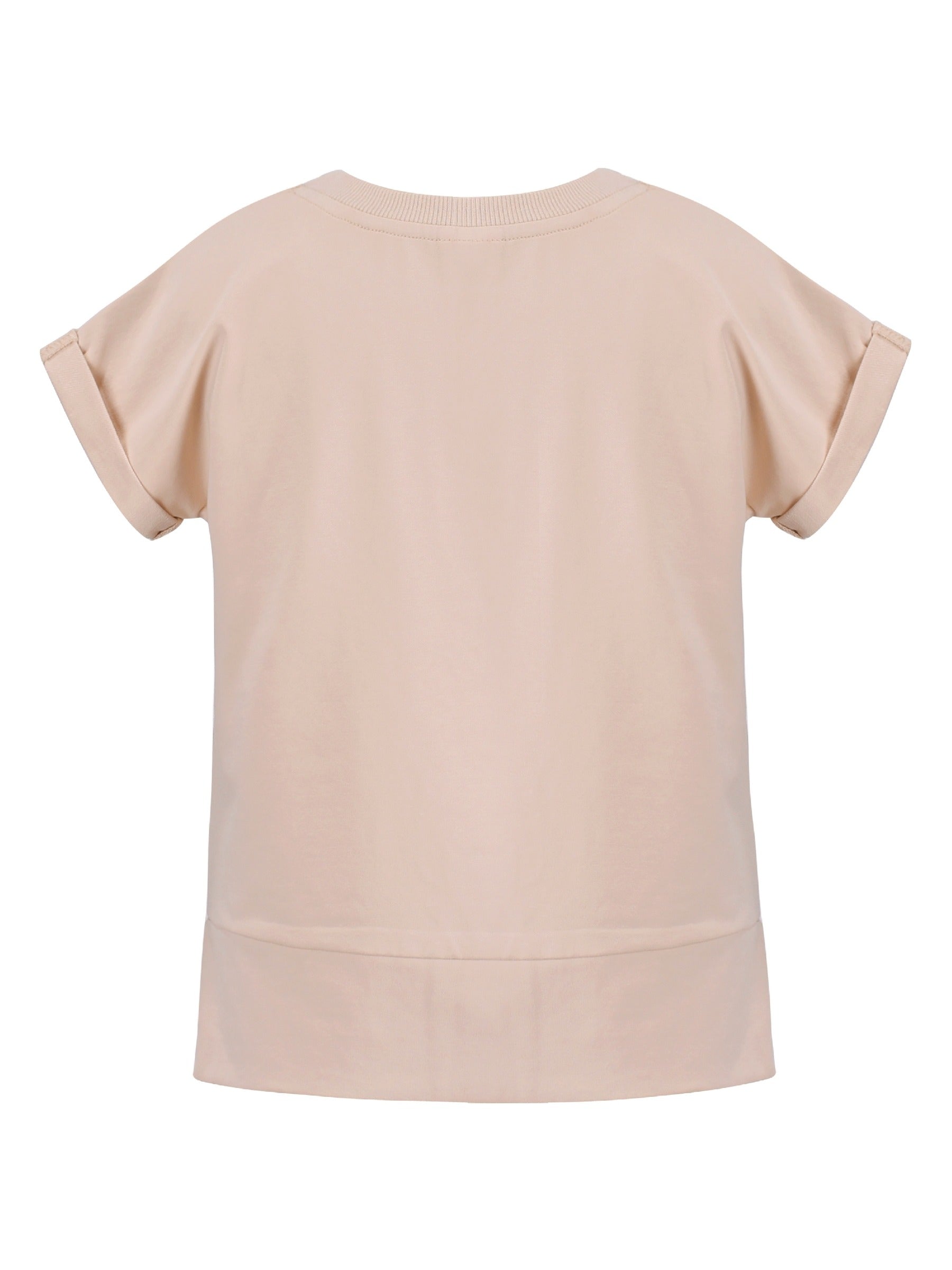 Girls Tee Sport Clothing Outfit Set Glitter Heart s Short Sleeve Beige