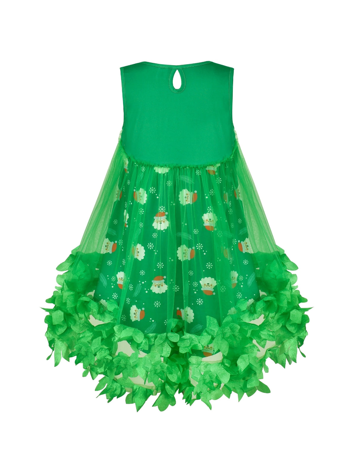Girls Dress Turquoise Dimensional Flower Birthday Wedding Dress - Green Santa