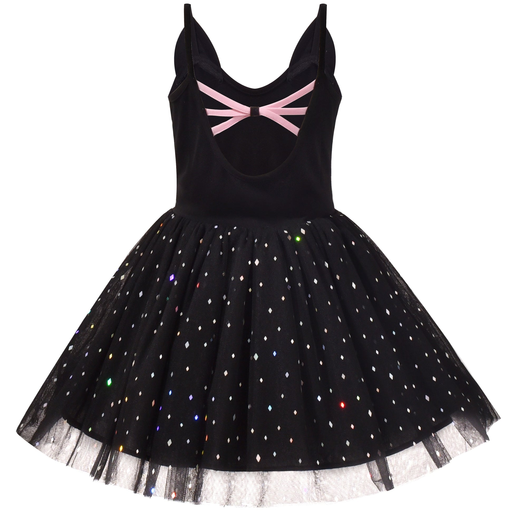 Girls Dress Pink Bow Tie Wedding Lace Tulle Overlay Layered Black