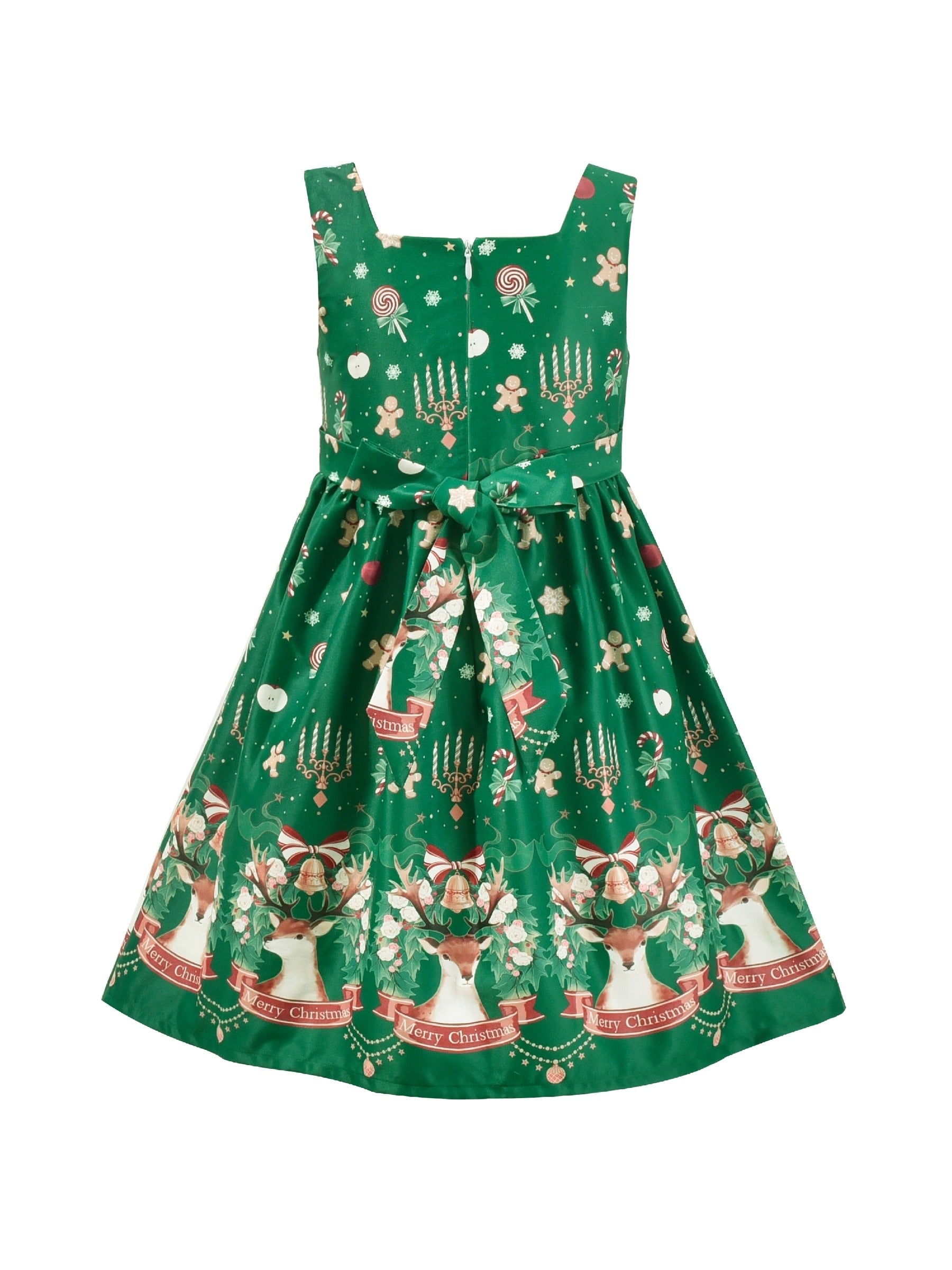 Girls Dress Green Strawberry Floral Zigzag Cute Sleeveless Casual Holiday Green