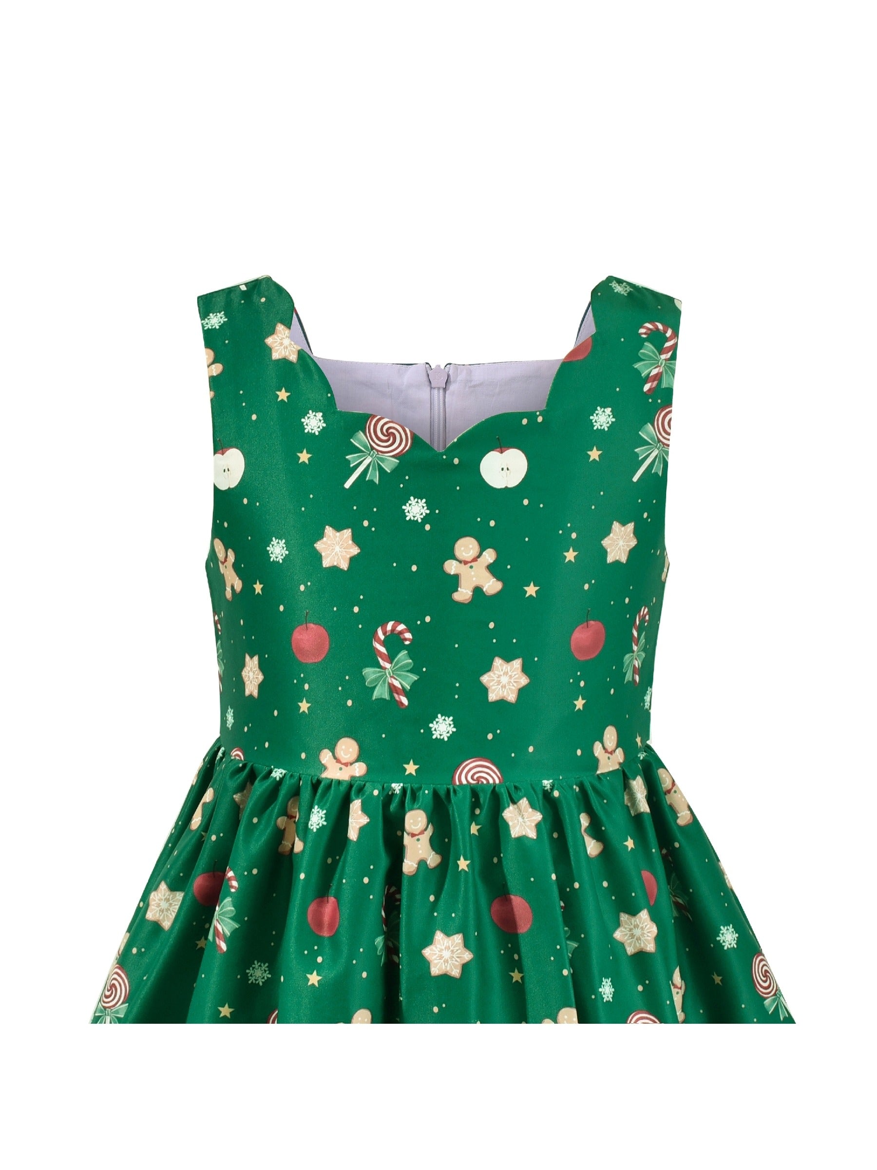 Girls Dress Green Strawberry Floral Zigzag Cute Sleeveless Casual Holiday Green