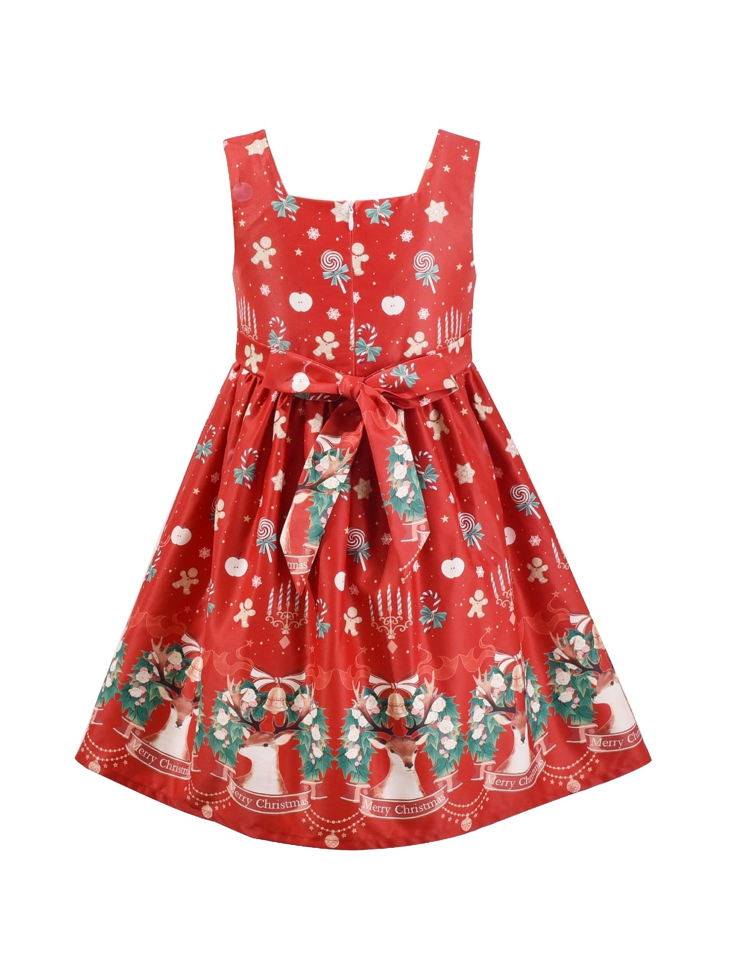 Girls Dress Green Strawberry Floral Zigzag Cute Sleeveless Casual Holiday Red