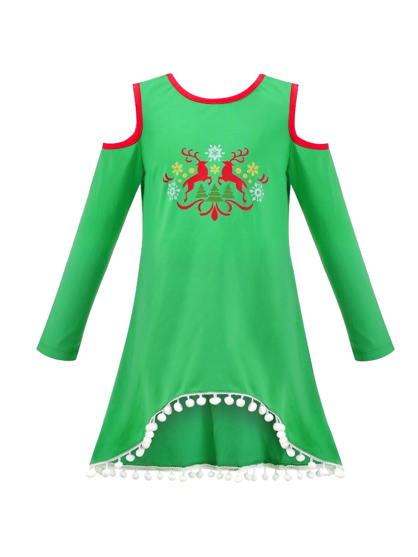 Girls Dress Red Christmas Stockings Xmas Candy Canes New Year Green