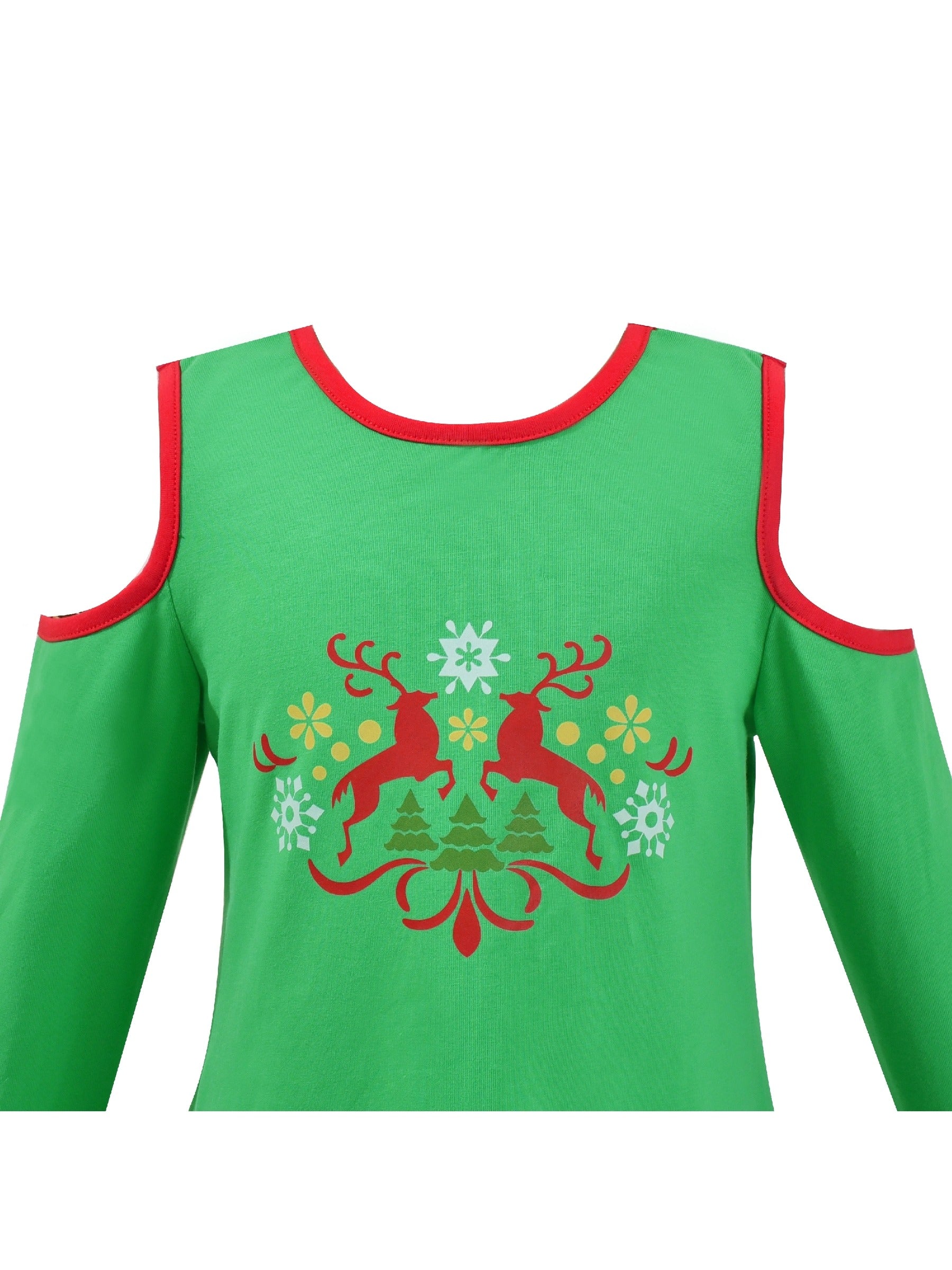 Girls Dress Red Christmas Stockings Xmas Candy Canes New Year Green