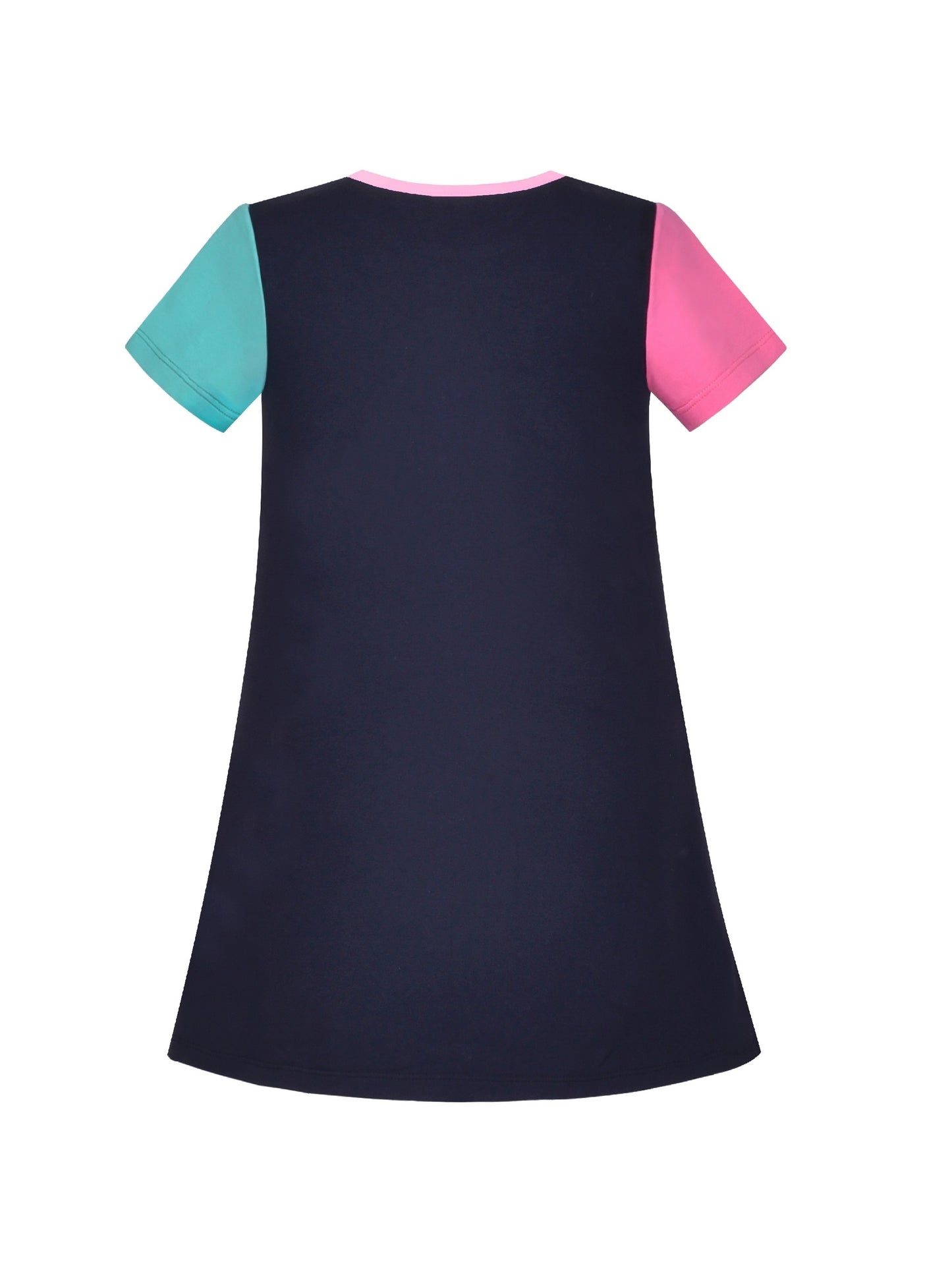 Girls Dress Tee Cotton Sunflower Petal Short Sleeve Blue