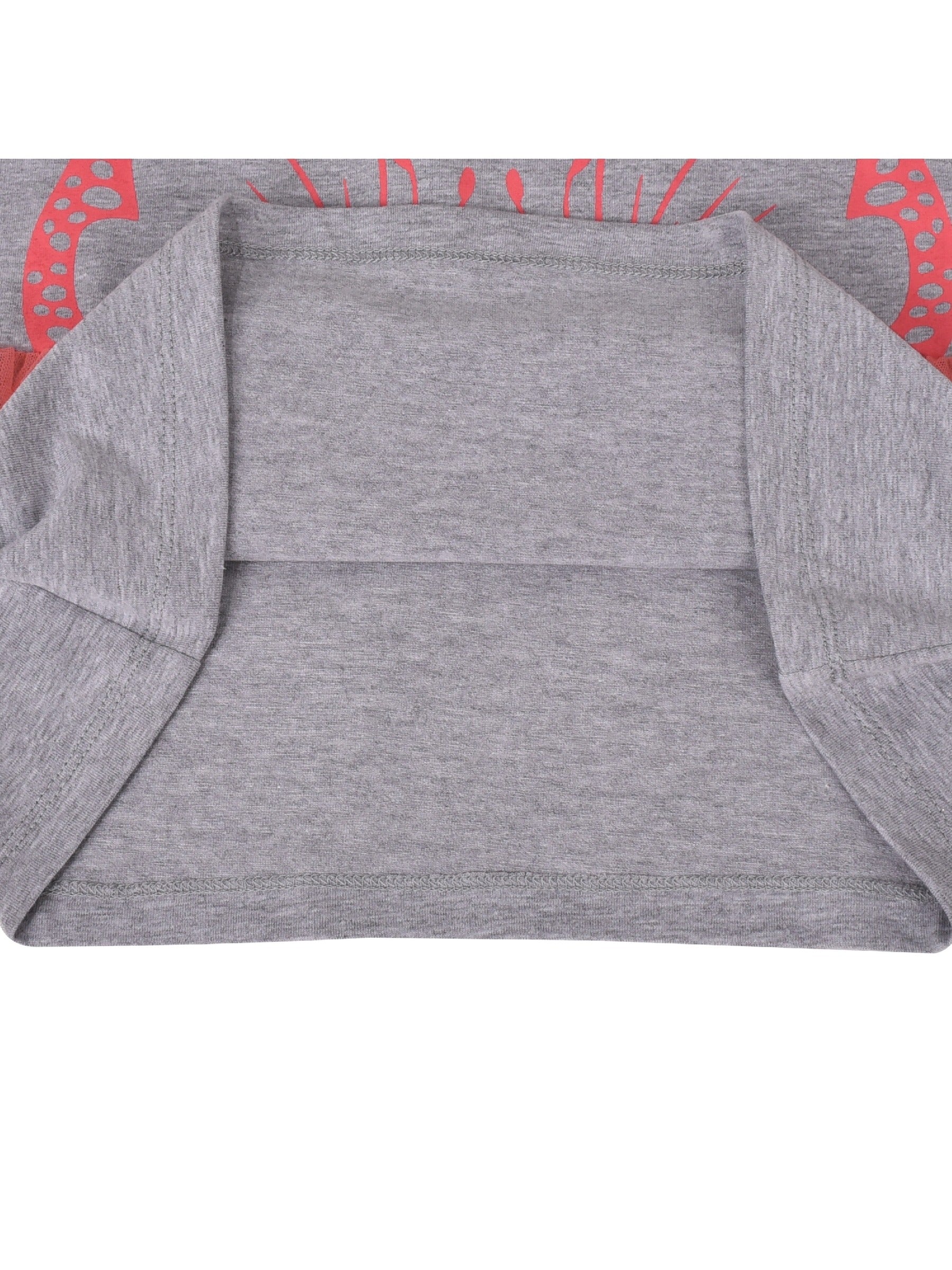 Girls Short Sleeve Tee T-Shirt Gray Butterfly Collar Cotton Gray