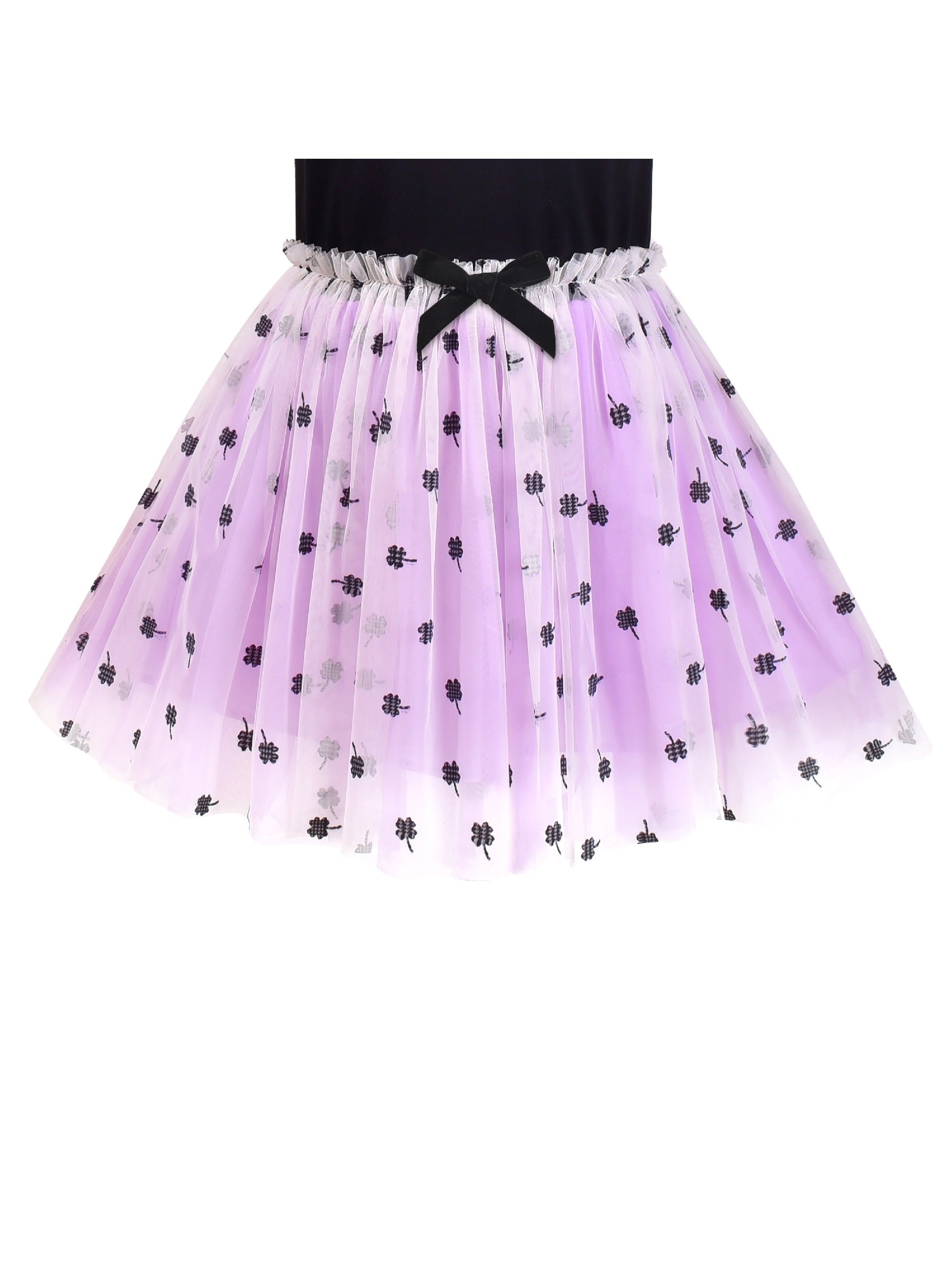 Girls Dress Long Sleeve Tutu Skirt Bow Tie Party Black