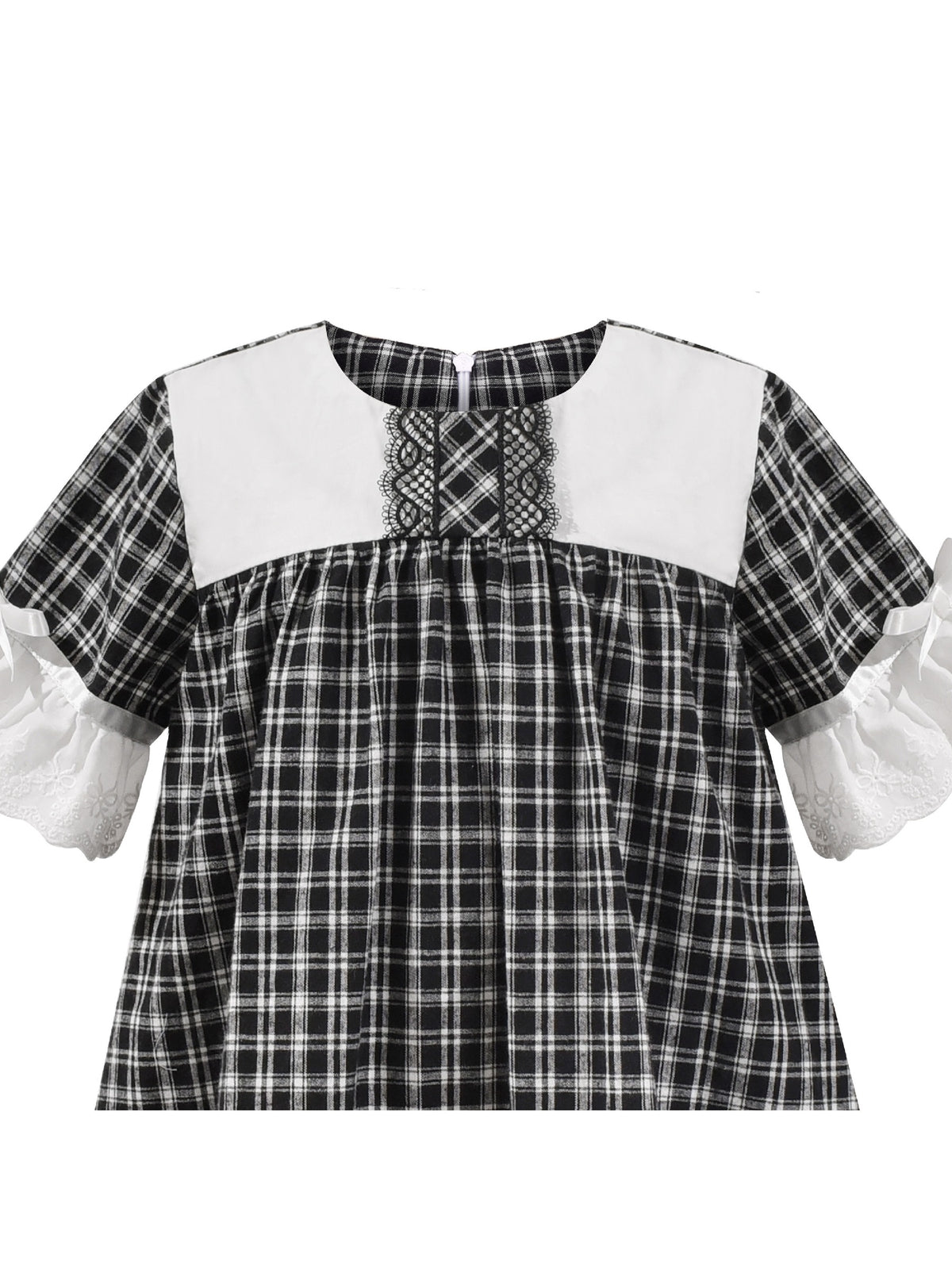 Girls Dress Denim Blue Short Sleeve School Uniform - Black