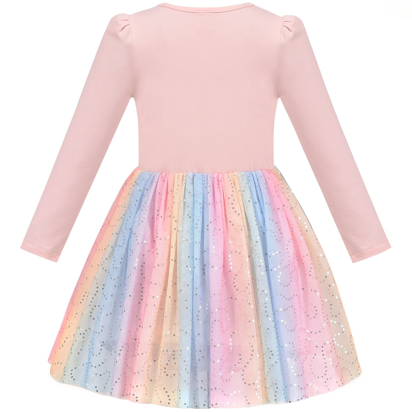 Girls Dress Long Sleeve Tutu Skirt Bow Tie Party Pink