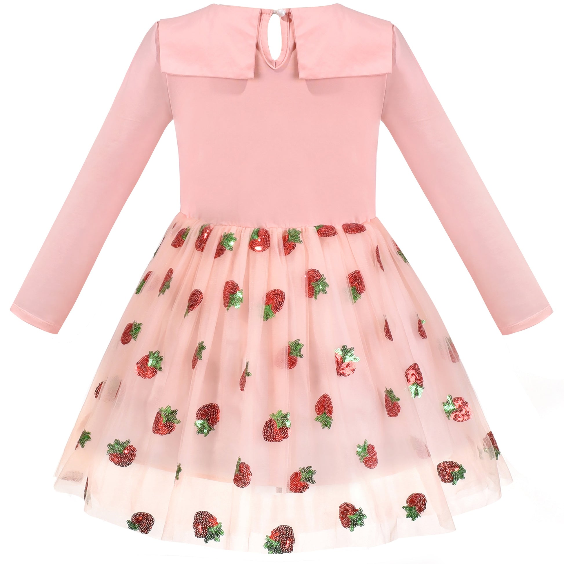 Girls Dress Long Sleeve Tutu Skirt Bow Tie Party Pink