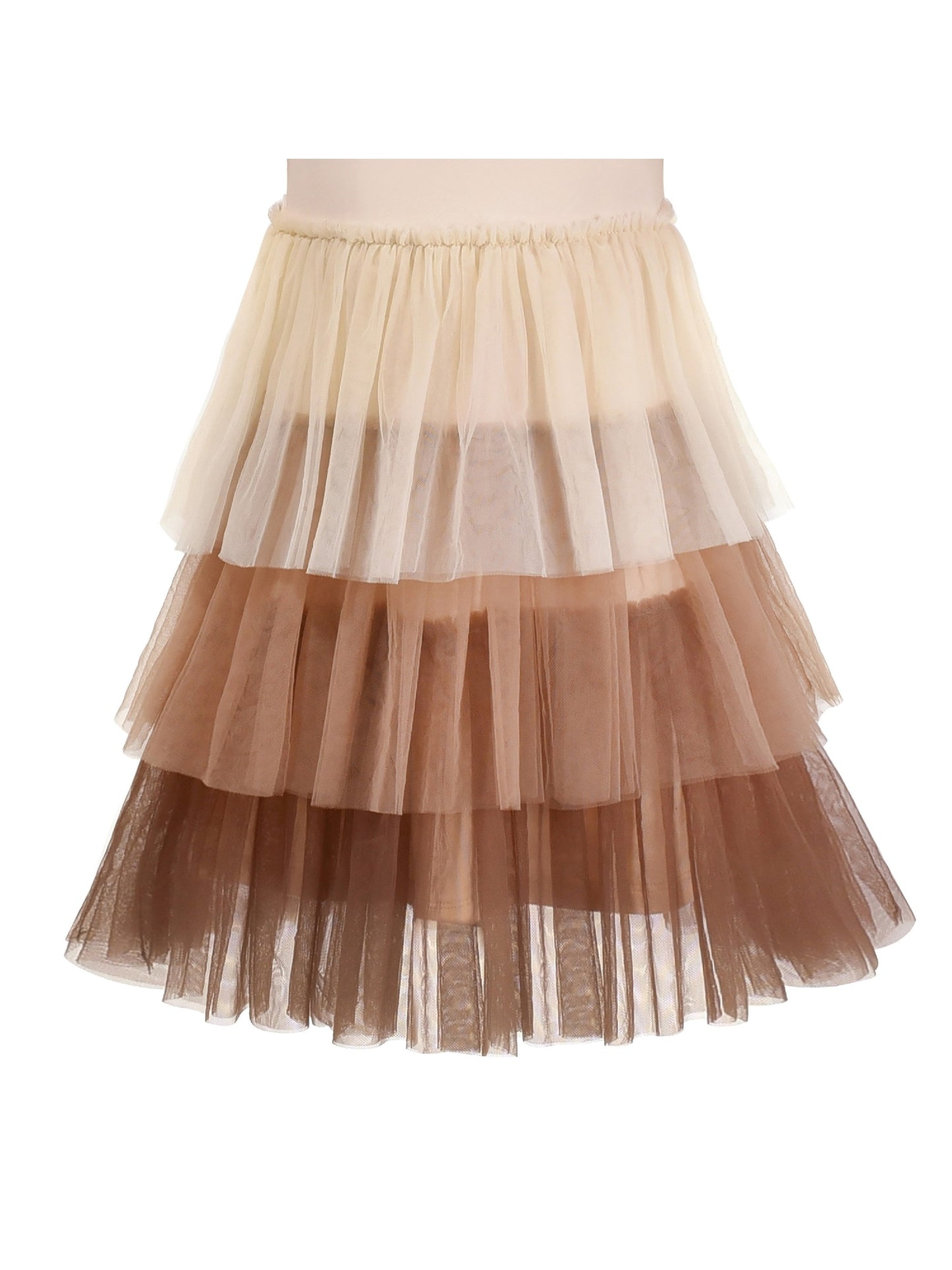 Girls Dress Long Sleeve Tutu Skirt Bow Tie Party Beige