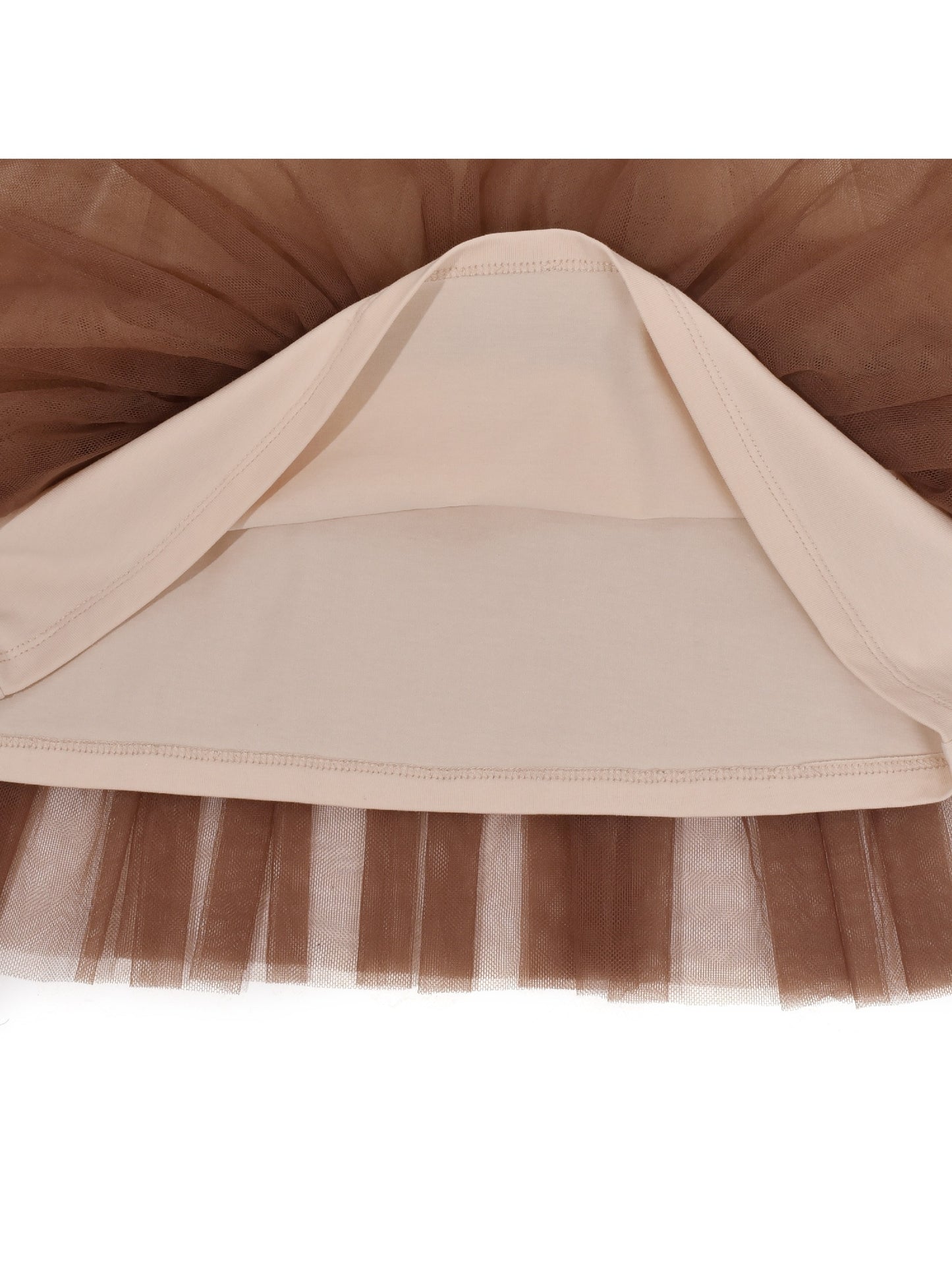 Girls Dress Long Sleeve Tutu Skirt Bow Tie Party Beige