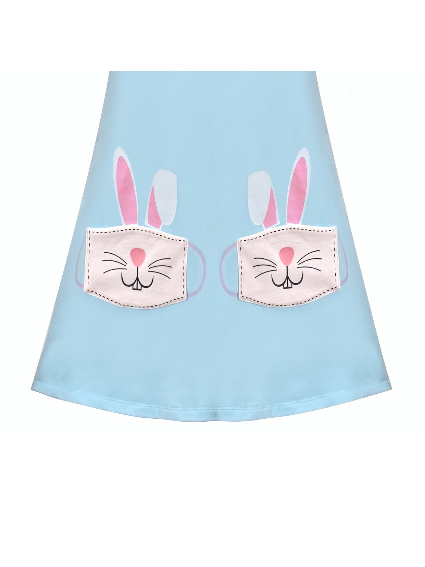 Girls Casual Dress Cotton Long Sleeve Kite Cloud Embroidered Blue