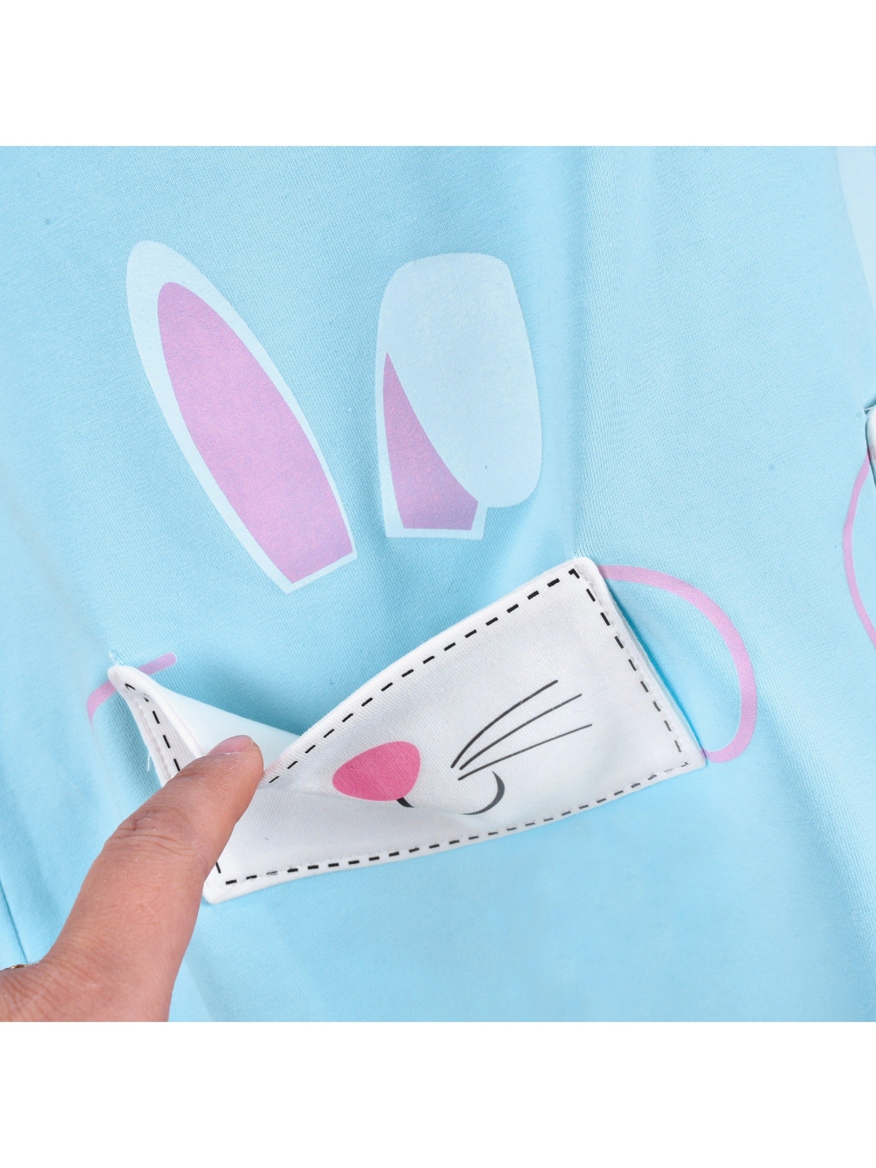 Girls Casual Dress Cotton Long Sleeve Kite Cloud Embroidered Blue