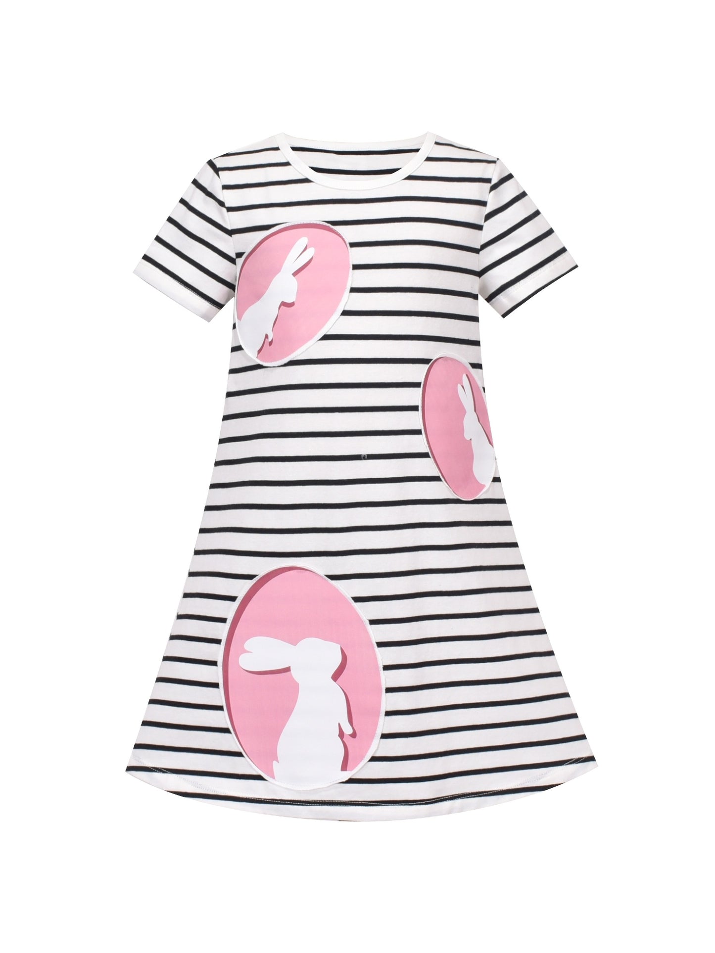 Girls Dress Cotton Green Crocodile Dinosaur Pocket Short Sleeve White