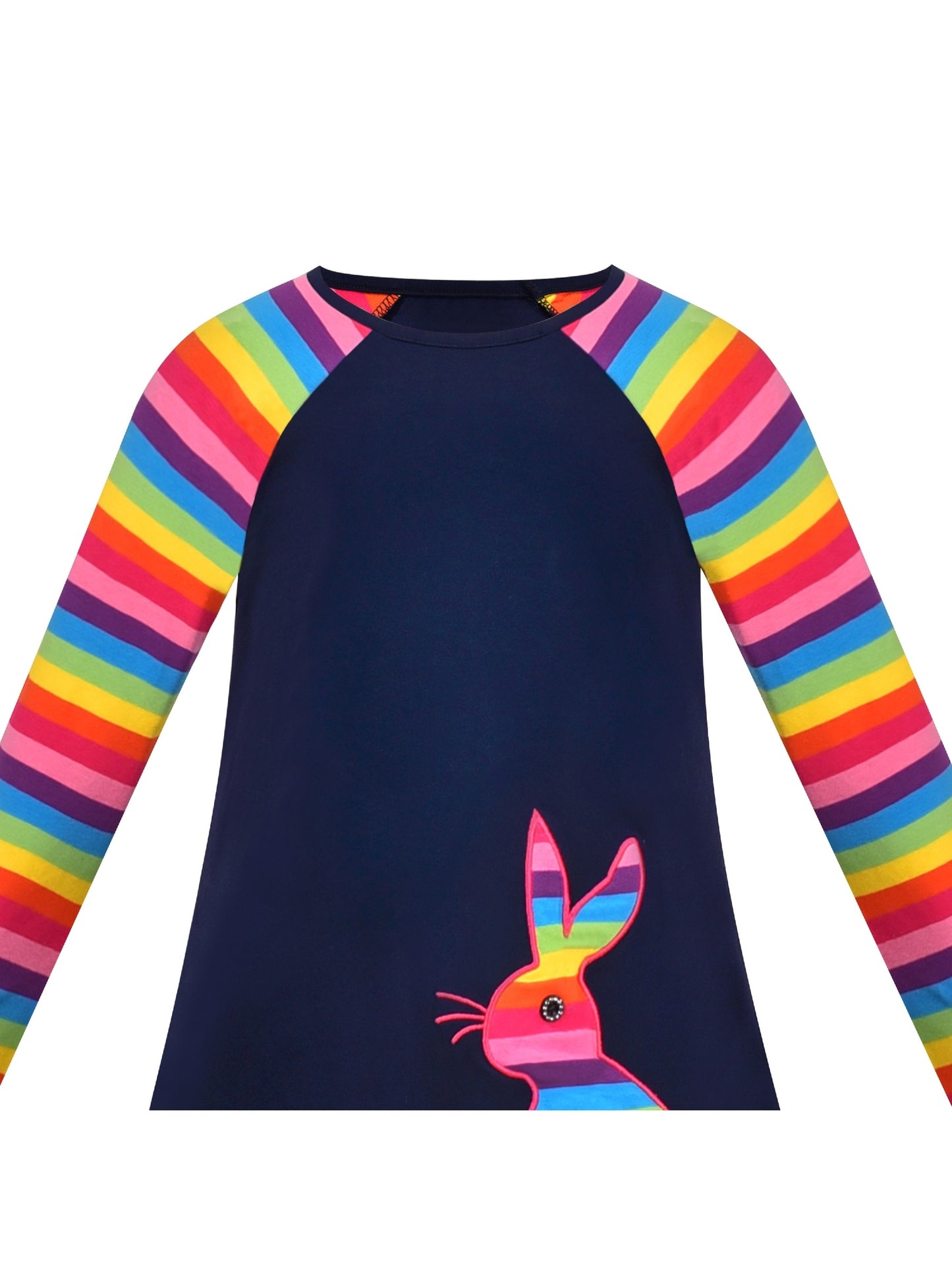 Girls Casual Dress Cotton Long Sleeve Kite Cloud Embroidered Blue