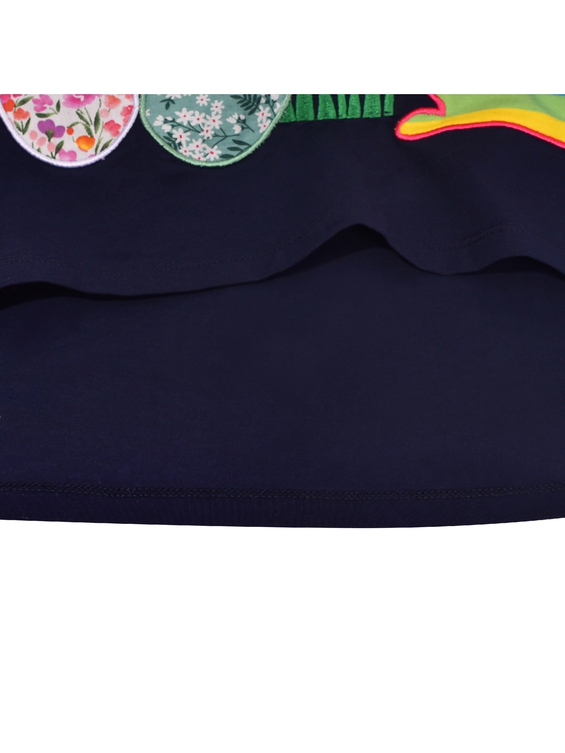 Girls Casual Dress Cotton Long Sleeve Kite Cloud Embroidered Blue
