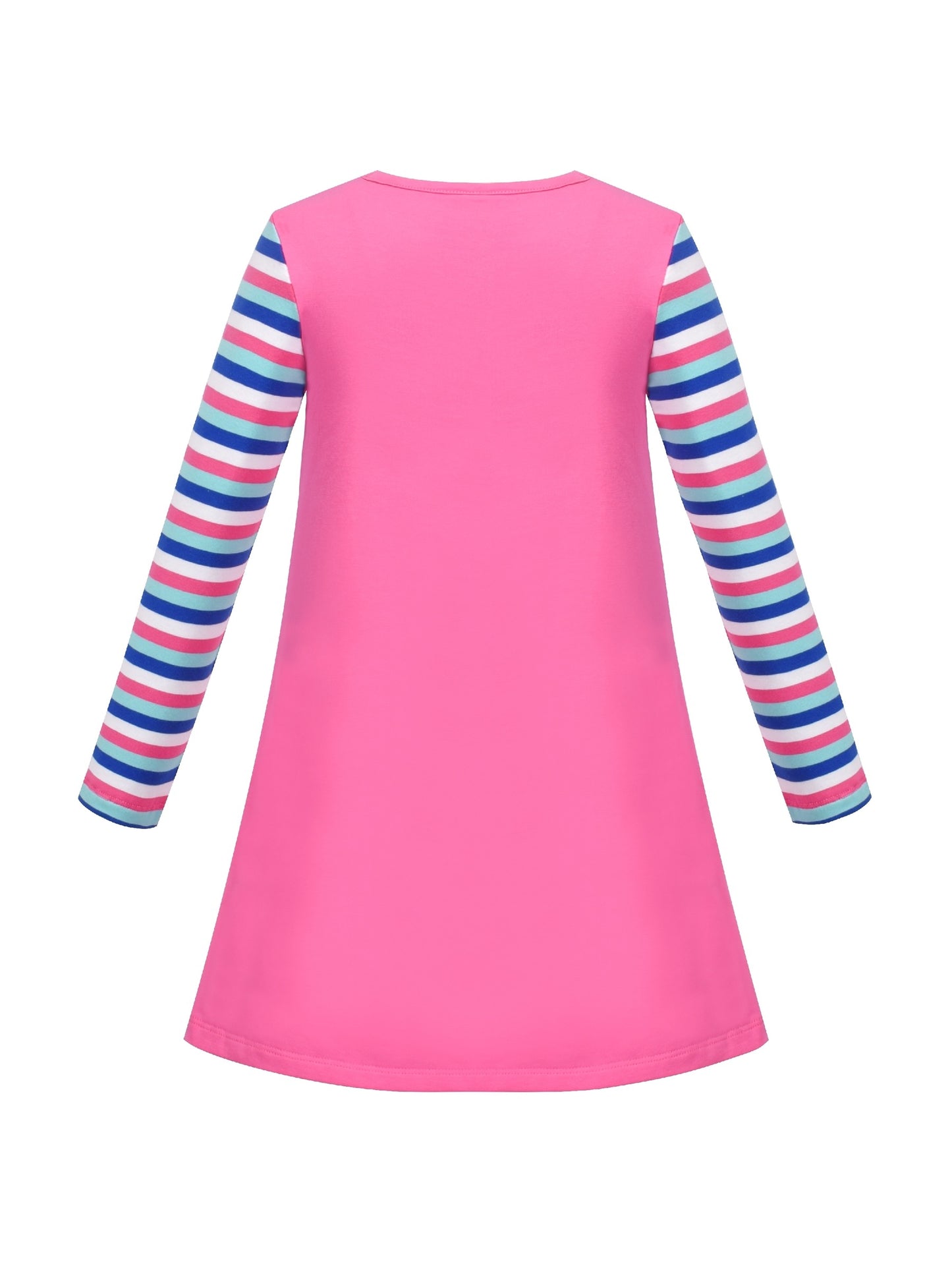 Girls Casual Dress Cotton Long Sleeve Kite Cloud Embroidered Pink