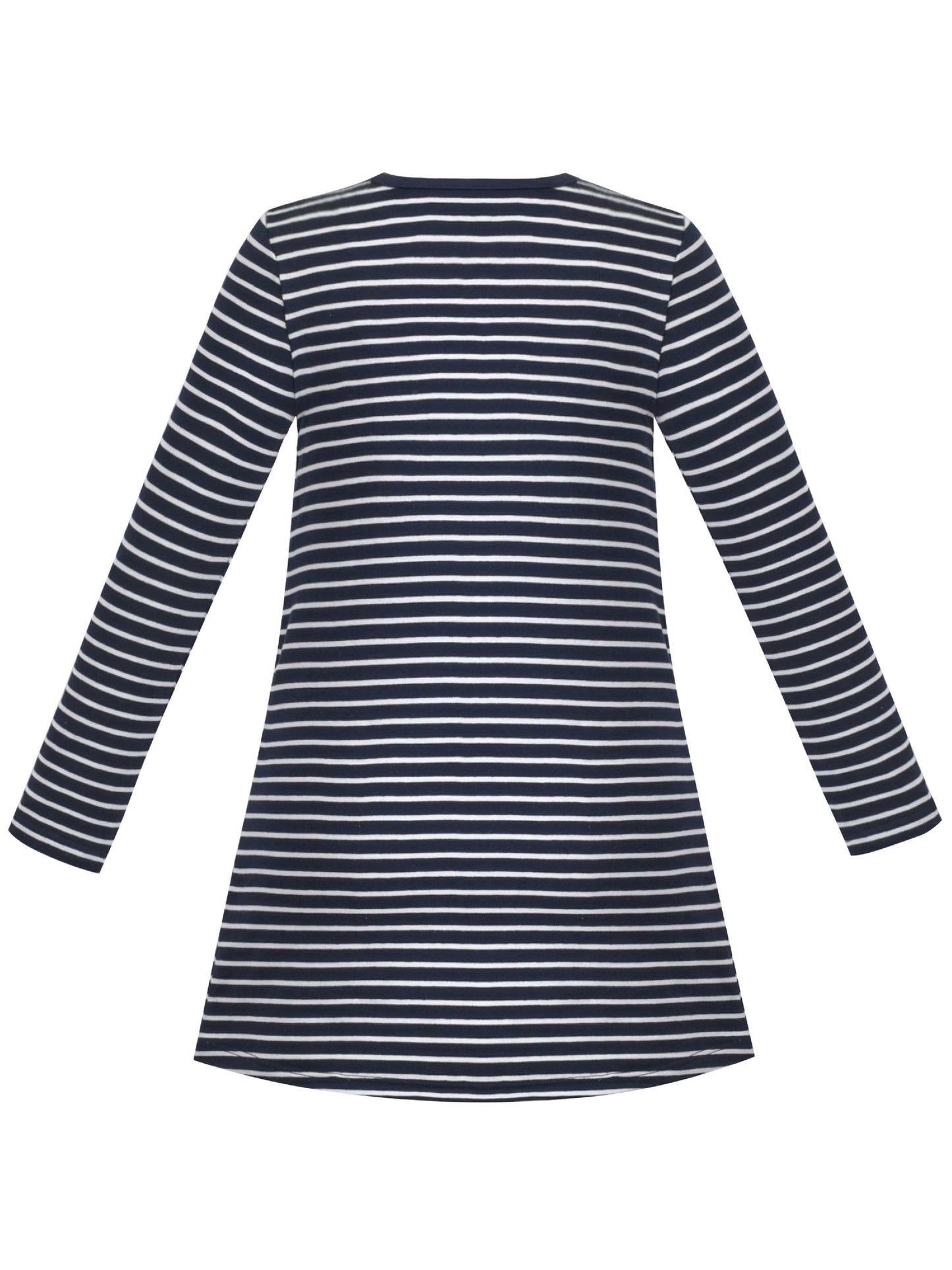 Girls Dress Long Sleeve Cotton Cartoon Sequins Pink Striped Dress Blue