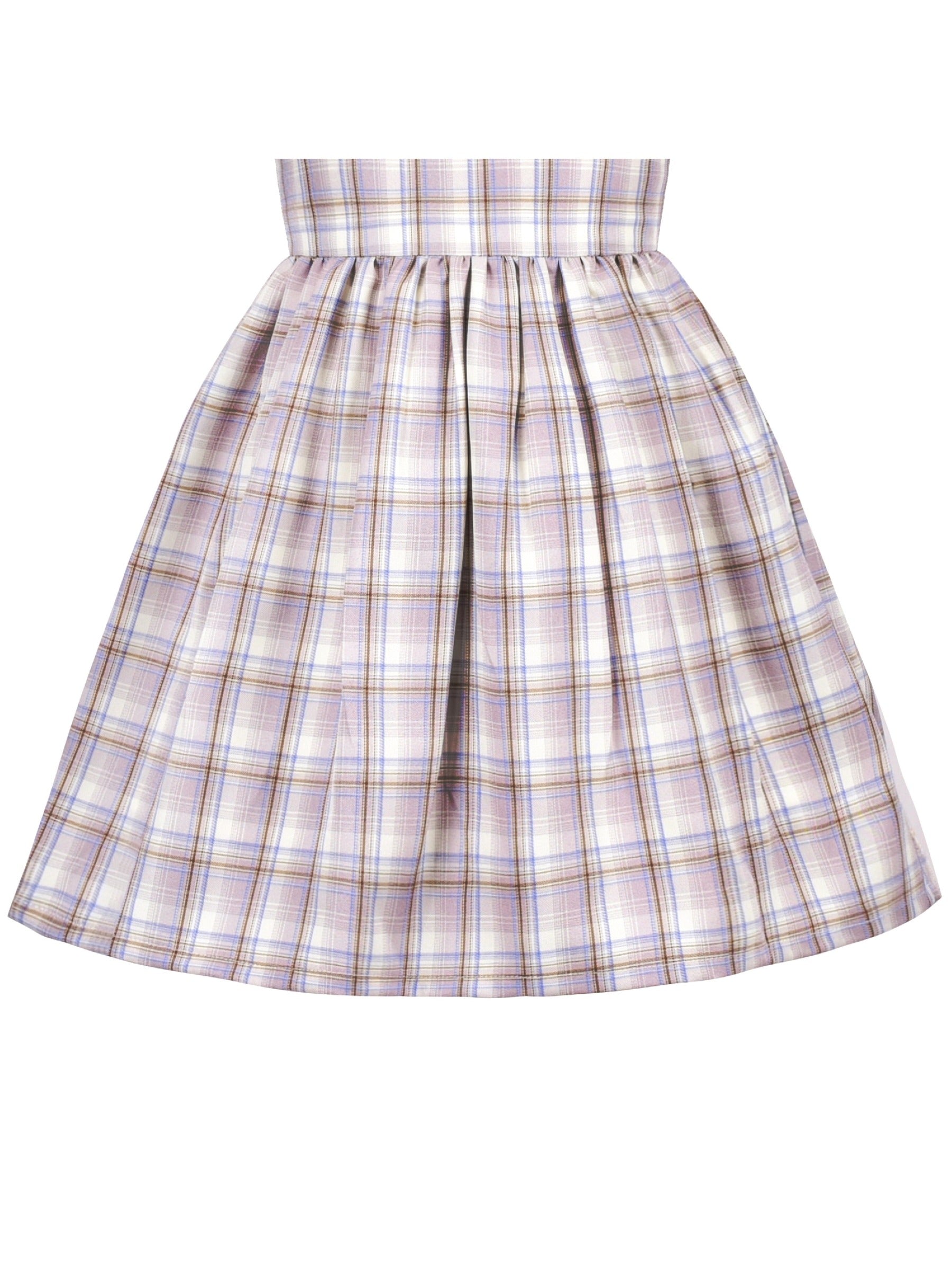 Girls Dress Long Sleeve White Lace Blue A-line School Uniform Brown