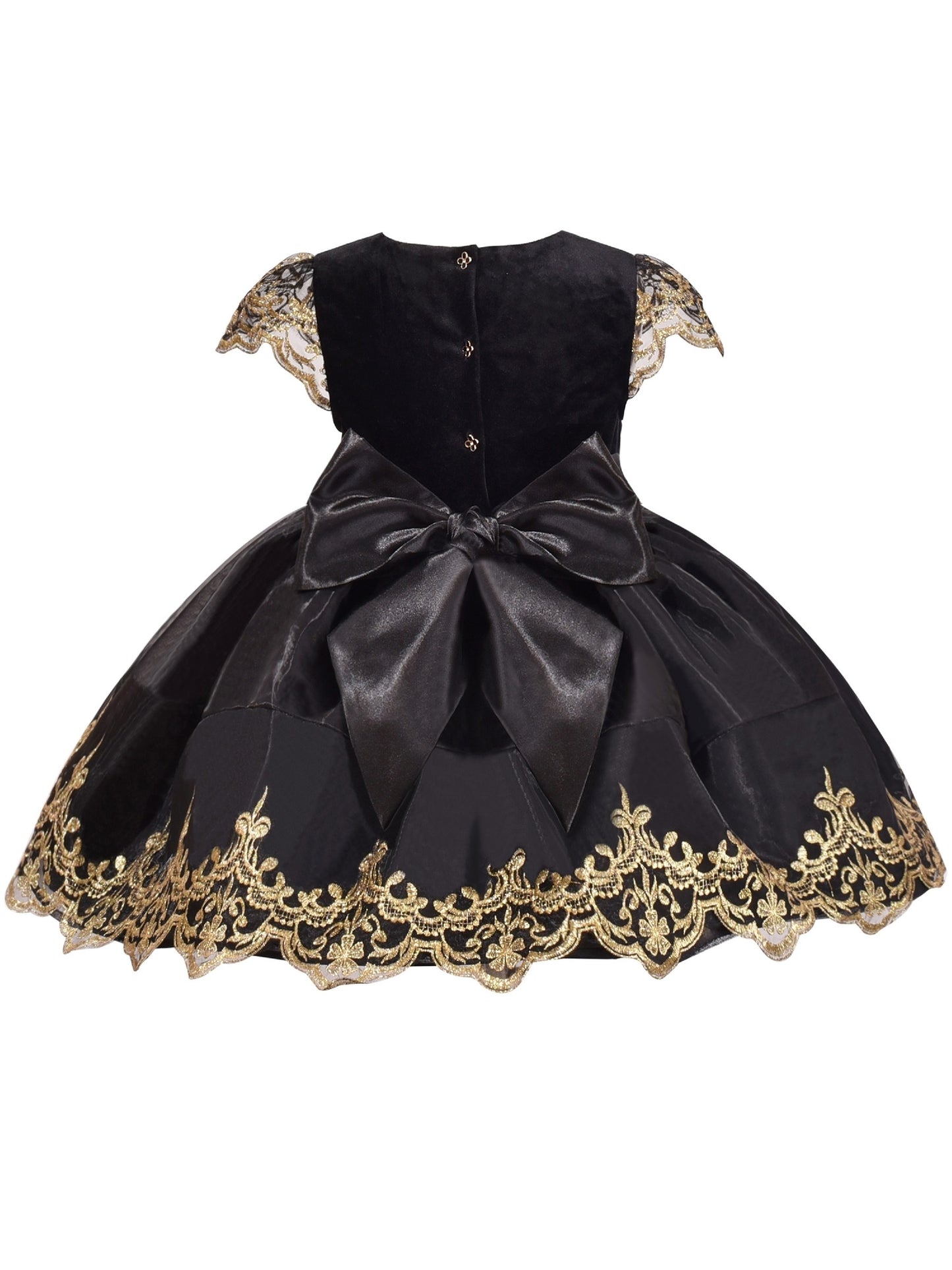 Flower Girls Dress Embroidered Butterfly Diamond Pageant Wedding Black