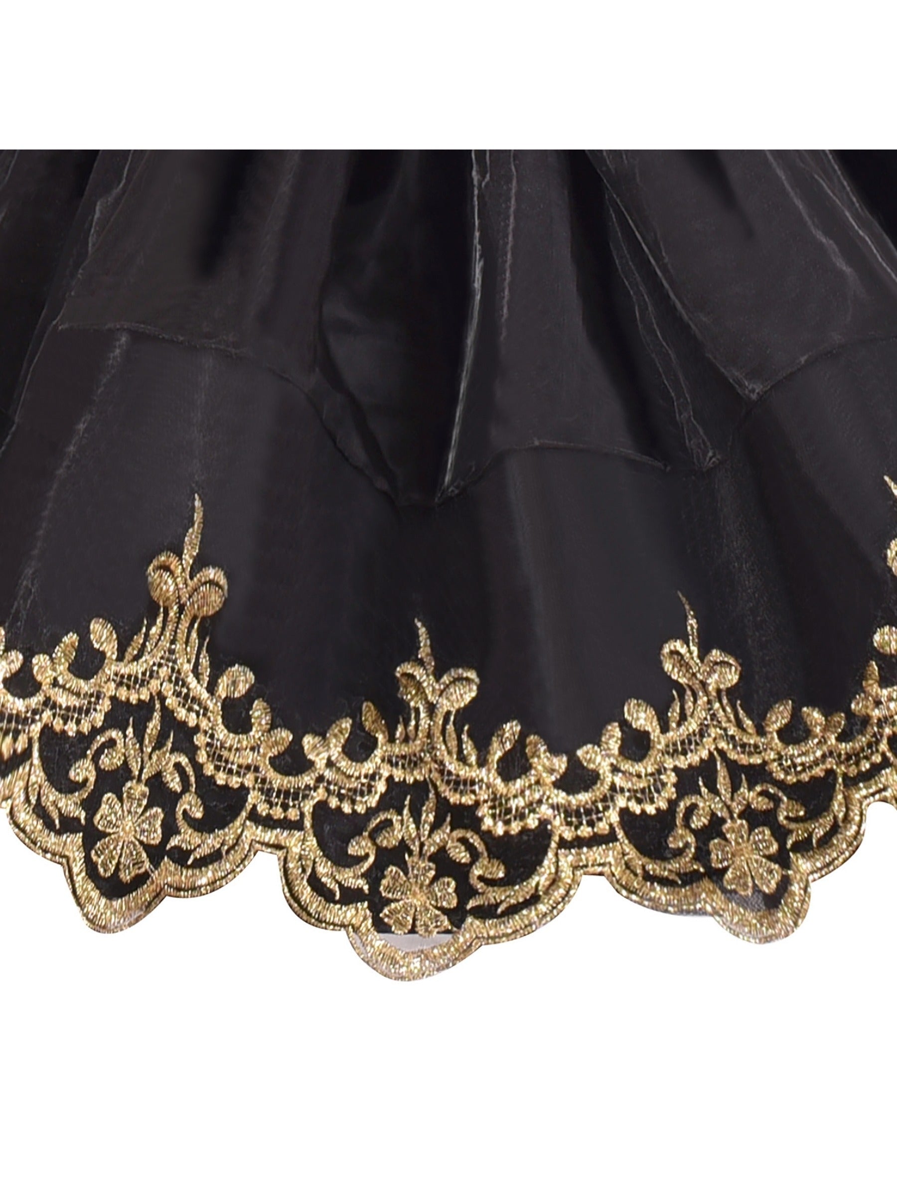 Flower Girls Dress Embroidered Butterfly Diamond Pageant Wedding Black