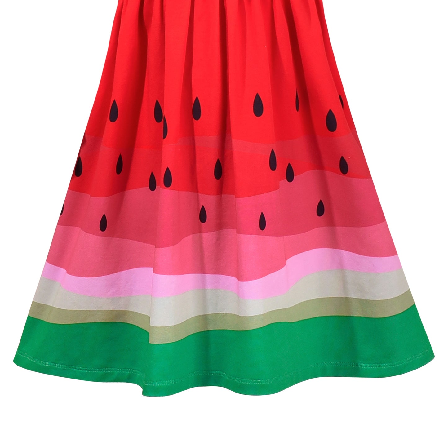 Girls Dress Long Sleeve Cotton Cartoon Sequins Pink Striped Dress Red