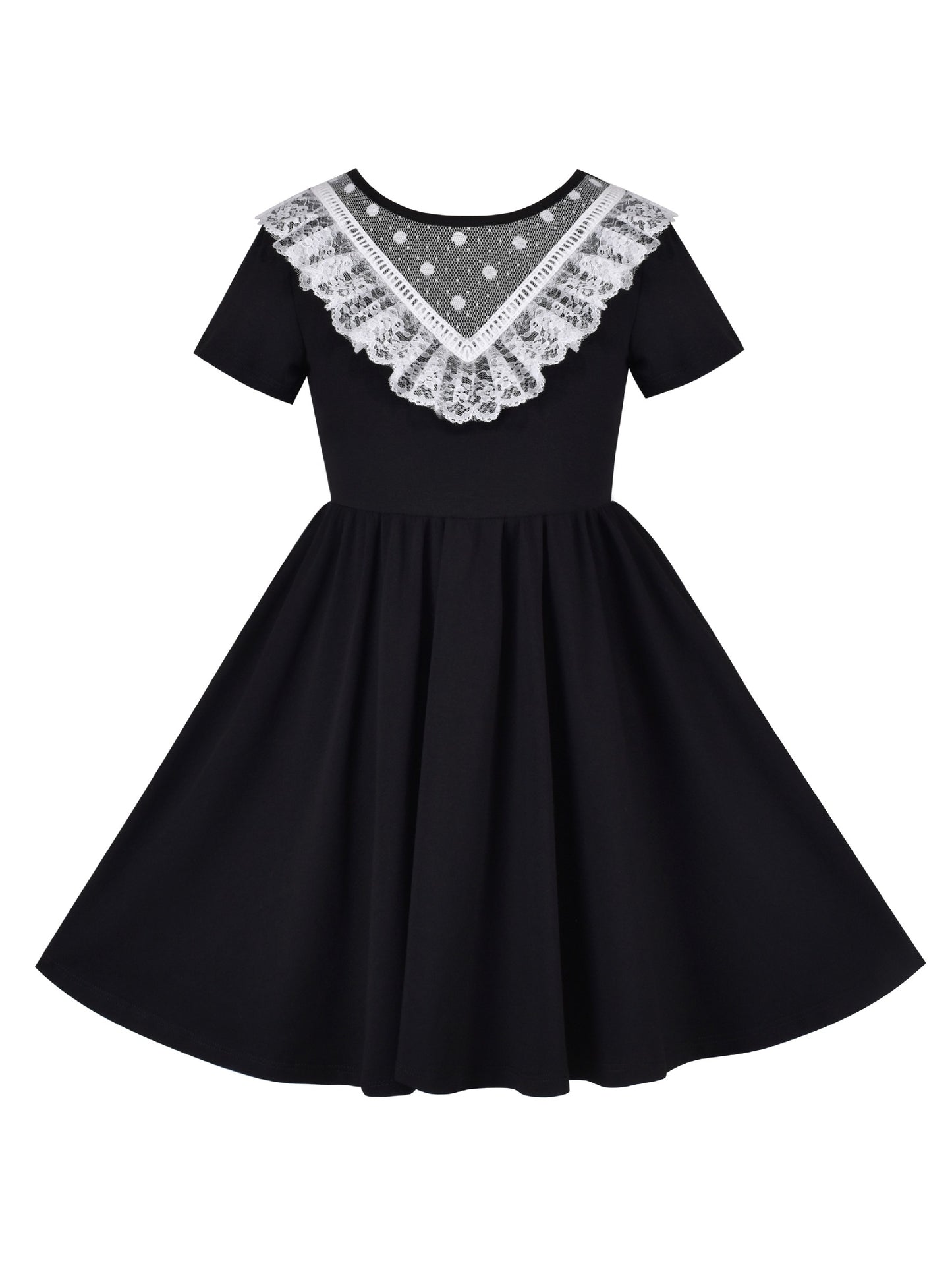 Girls Dress Blue Dot Rabbit Bunny Knitted Cotton Sundress Black