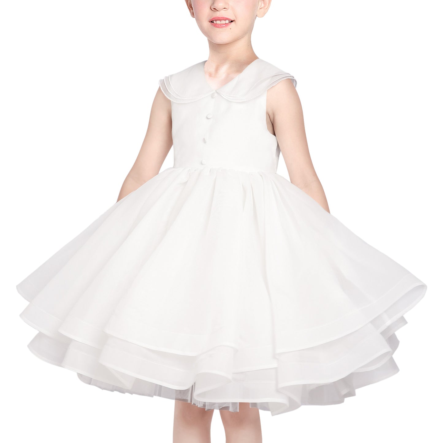 Flower Girls Dress White Wedding Pageant Bridesmaid Gown White