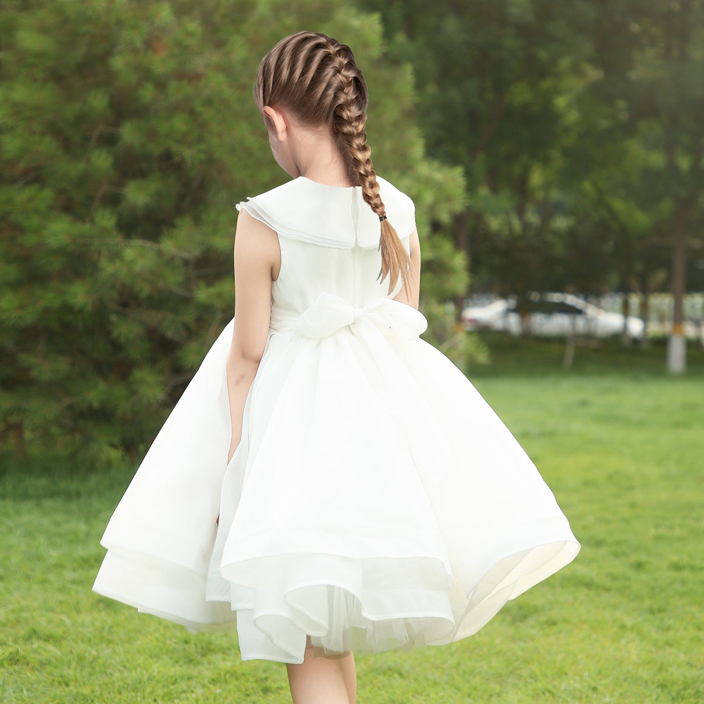 Flower Girls Dress White Wedding Pageant Bridesmaid Gown White