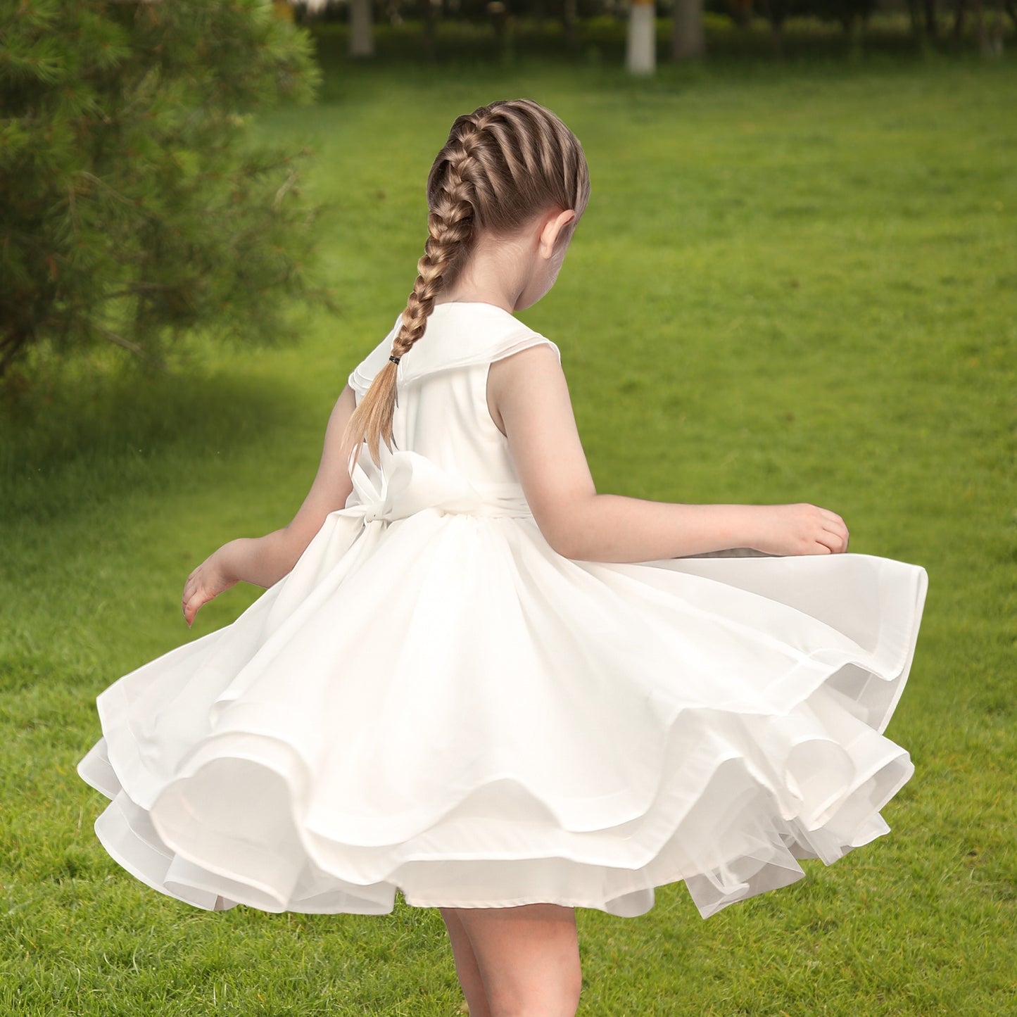 Flower Girls Dress White Wedding Pageant Bridesmaid Gown White