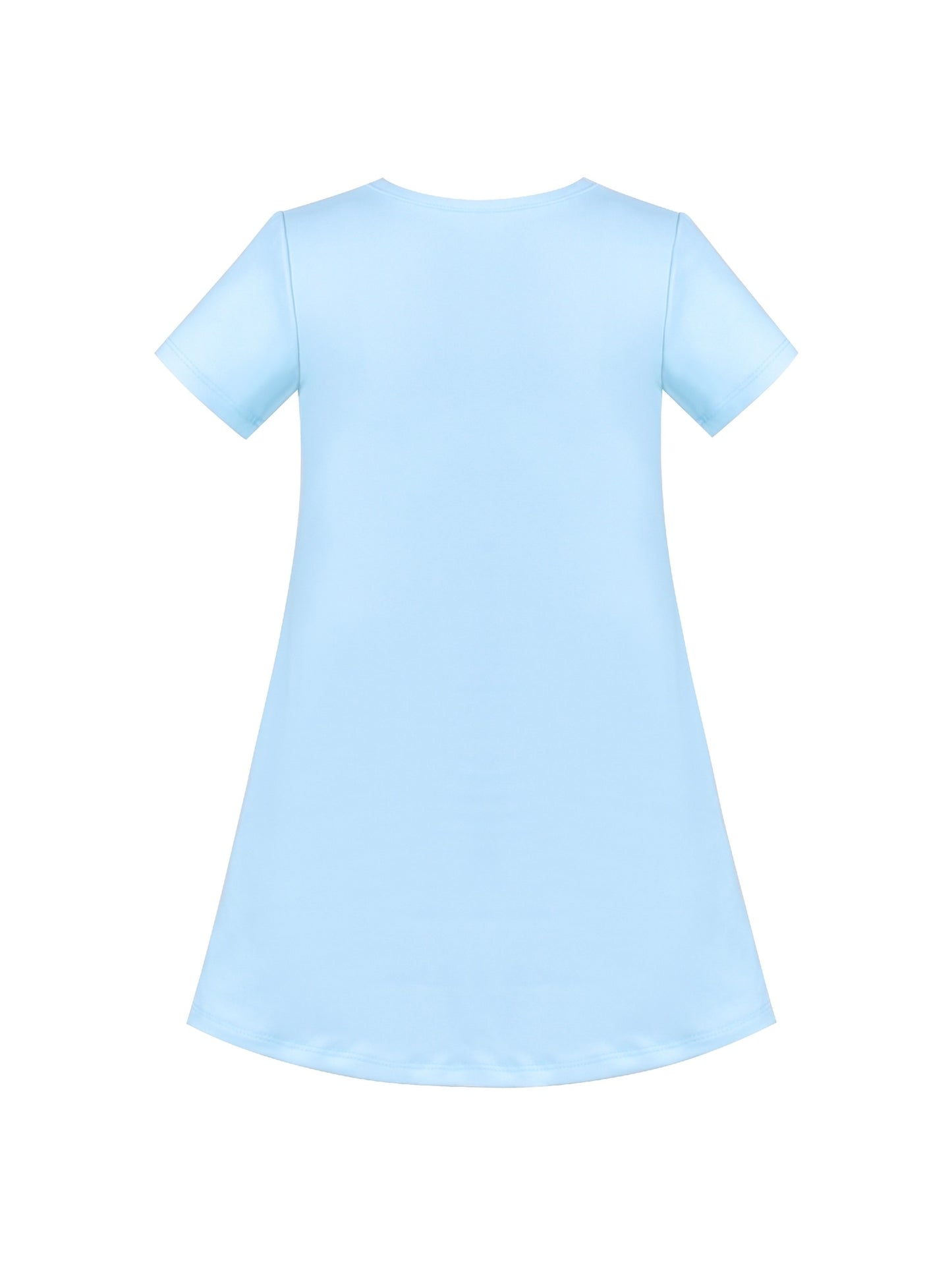 Girls Dress T-shirt Autumn Carrot Harvest Field Rabbit Dog Short Sleeve Blue