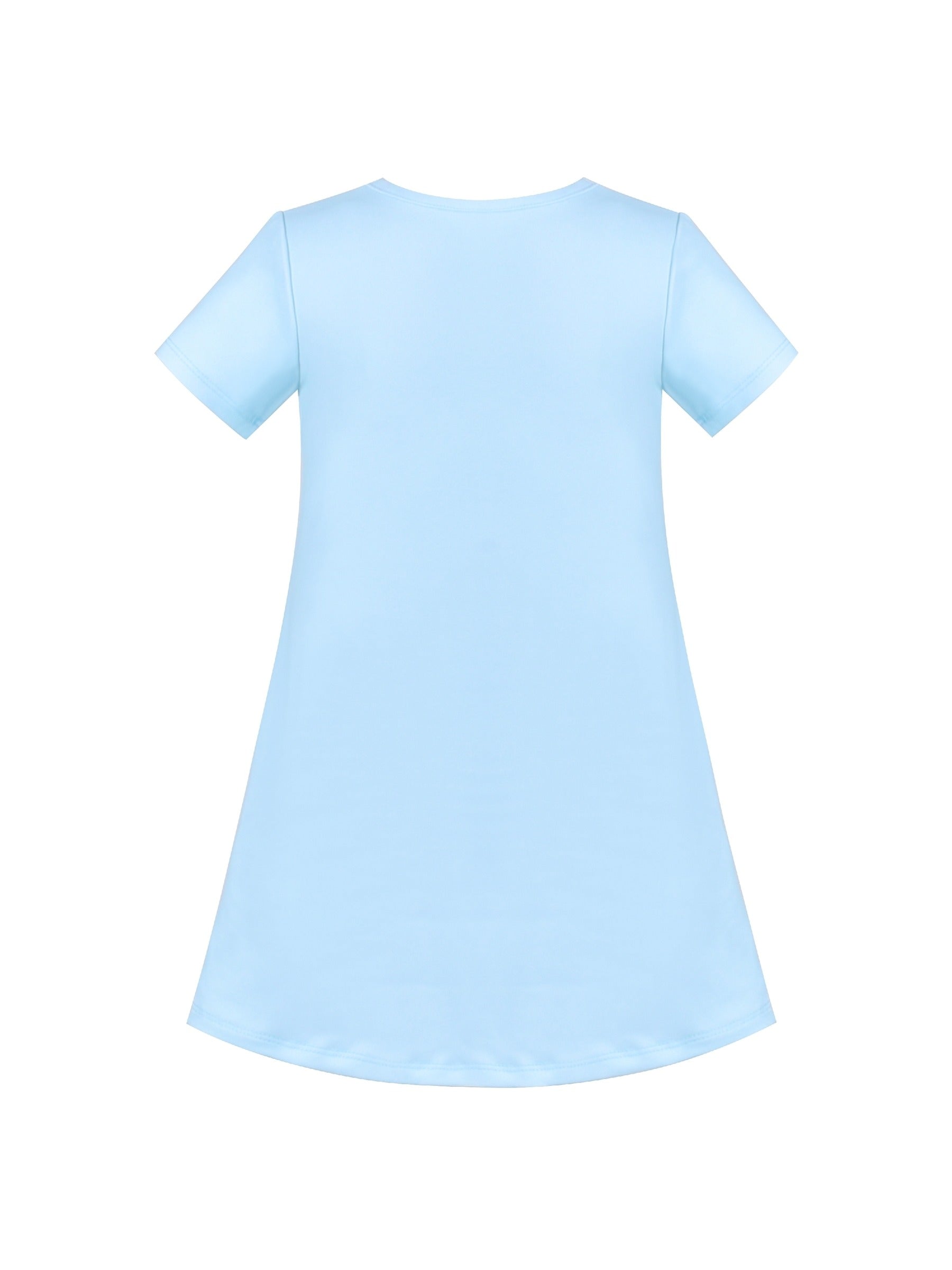 Girls Dress T-shirt Autumn Carrot Harvest Field Rabbit Dog Short Sleeve Blue