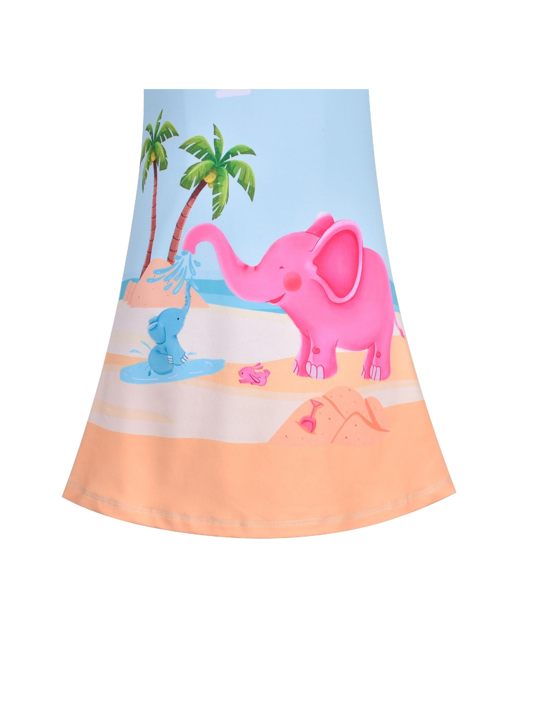 Girls Dress T-shirt Autumn Carrot Harvest Field Rabbit Dog Short Sleeve Blue
