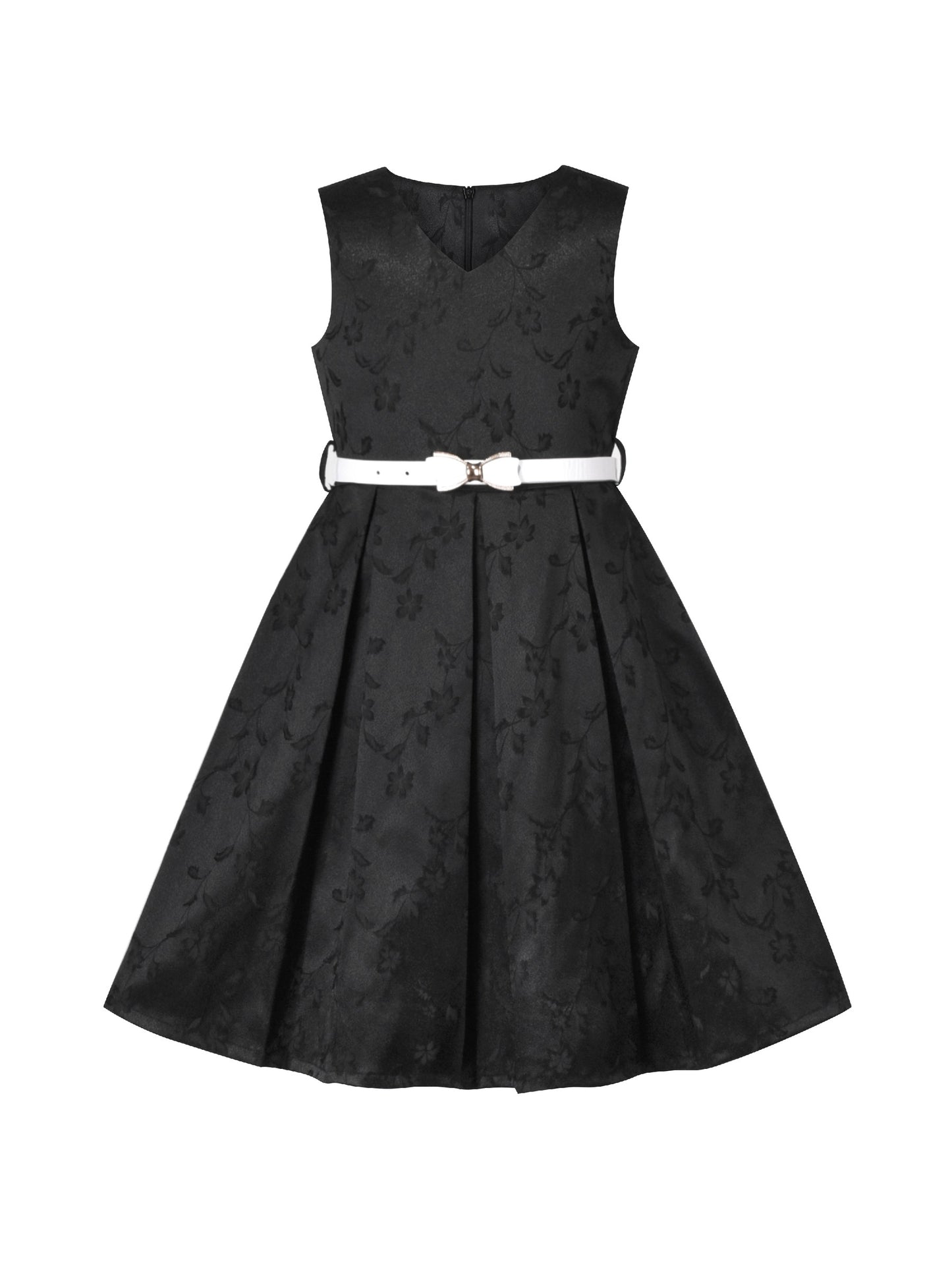 Girls Dress Flower Garden Print Elegant Chinese Style Black
