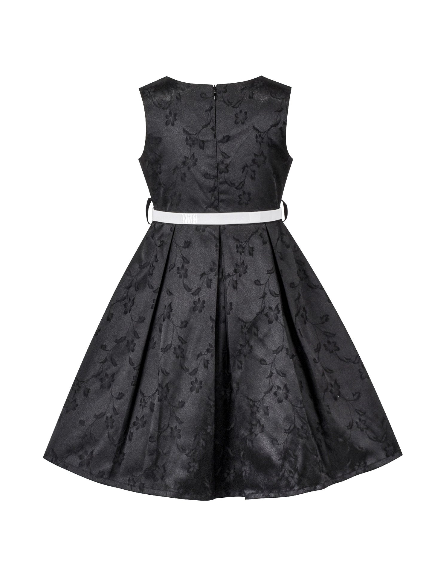 Girls Dress Flower Garden Print Elegant Chinese Style Black