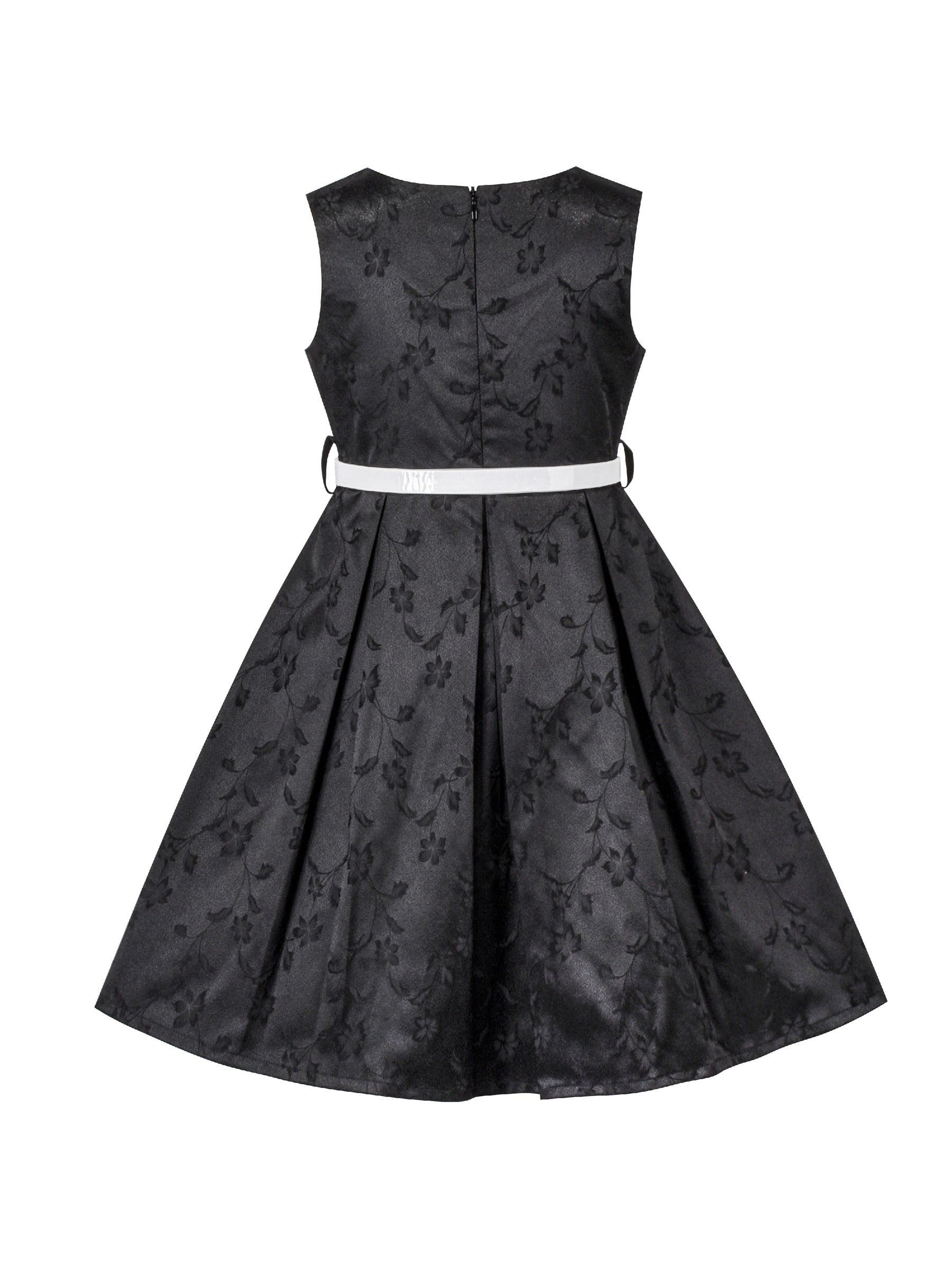 Girls Dress Flower Garden Print Elegant Chinese Style Black
