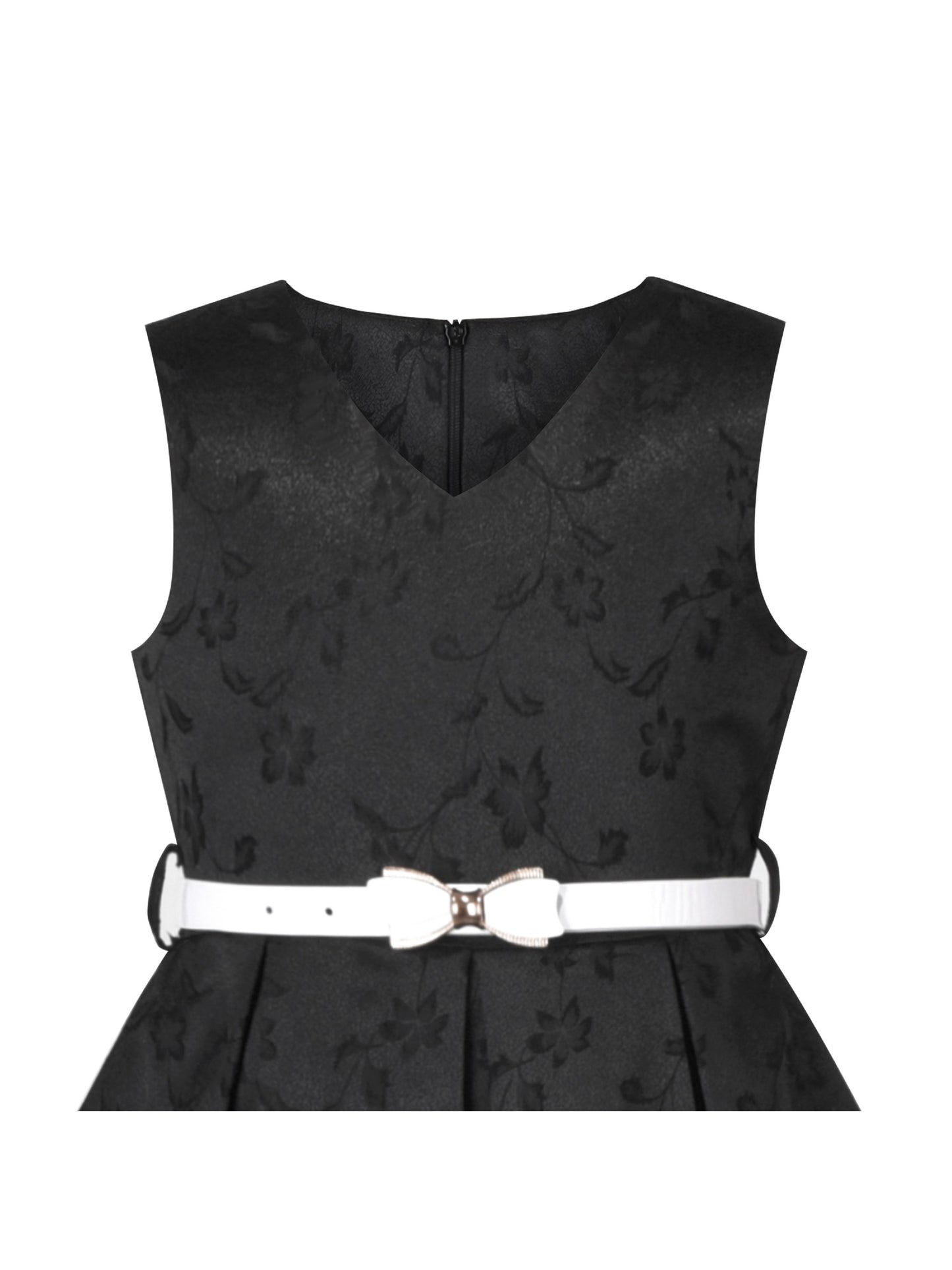 Girls Dress Flower Garden Print Elegant Chinese Style Black