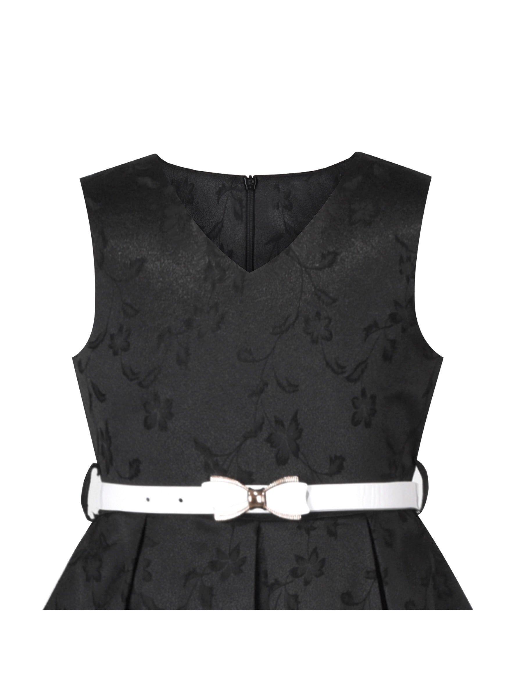 Girls Dress Flower Garden Print Elegant Chinese Style Black
